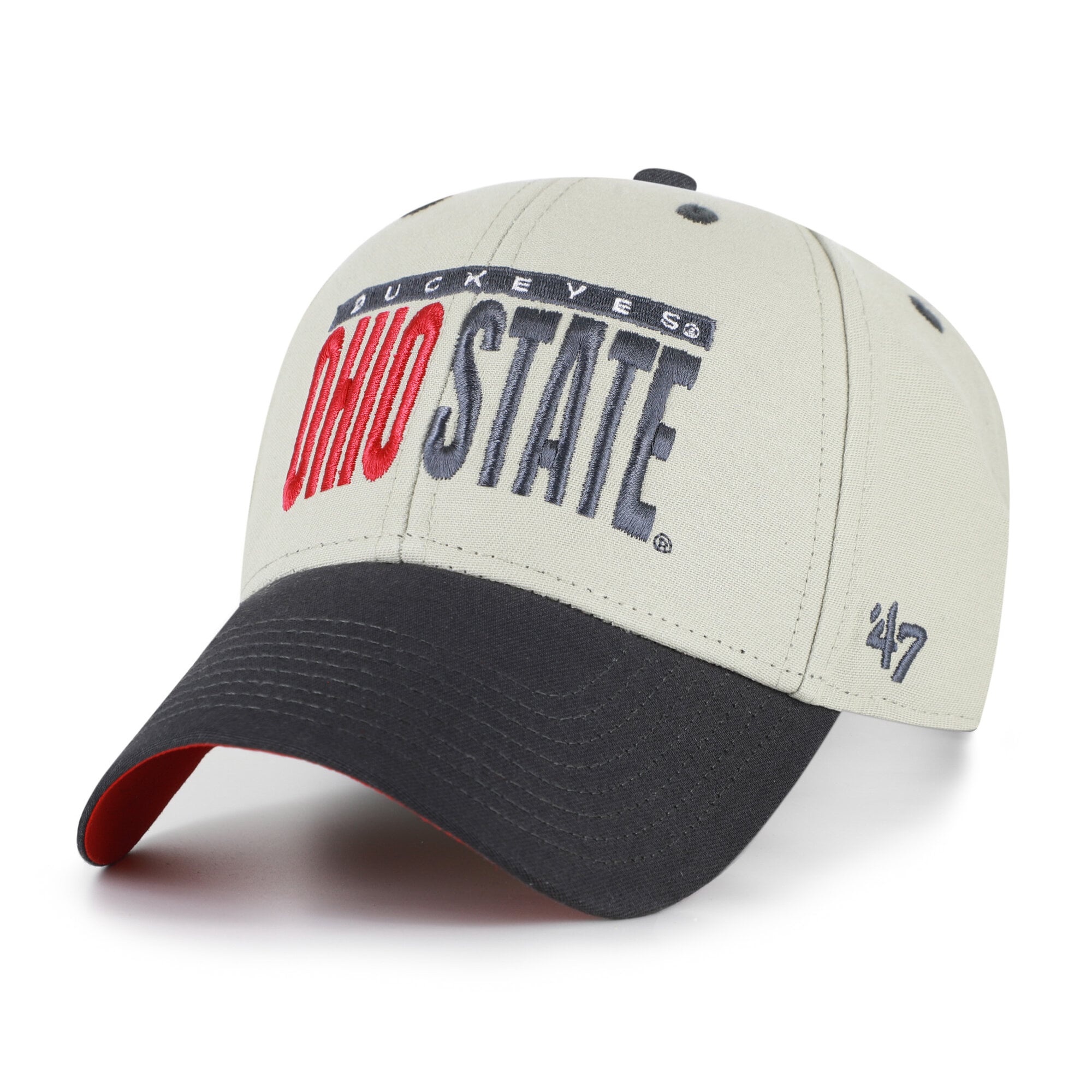 Casquette unisexe ajustable '47 grise/noire Ohio State Buckeyes avec inscription demi-bloc MVP
