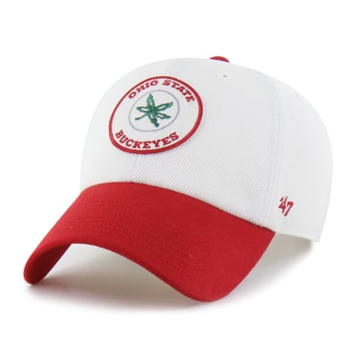 Ohio State Buckeyes '47 Unisex Pique Patch Clean Up Adjustable Hat - White/Scarlet