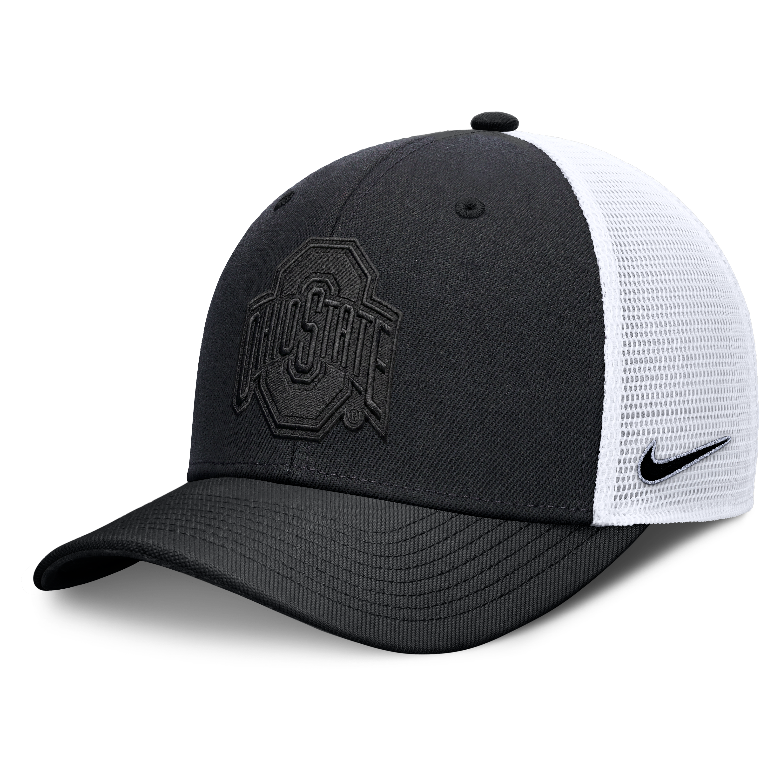 Casquette trucker unisexe Nike noire Ohio State Buckeyes Tonal Dri-FIT Rise ajustable