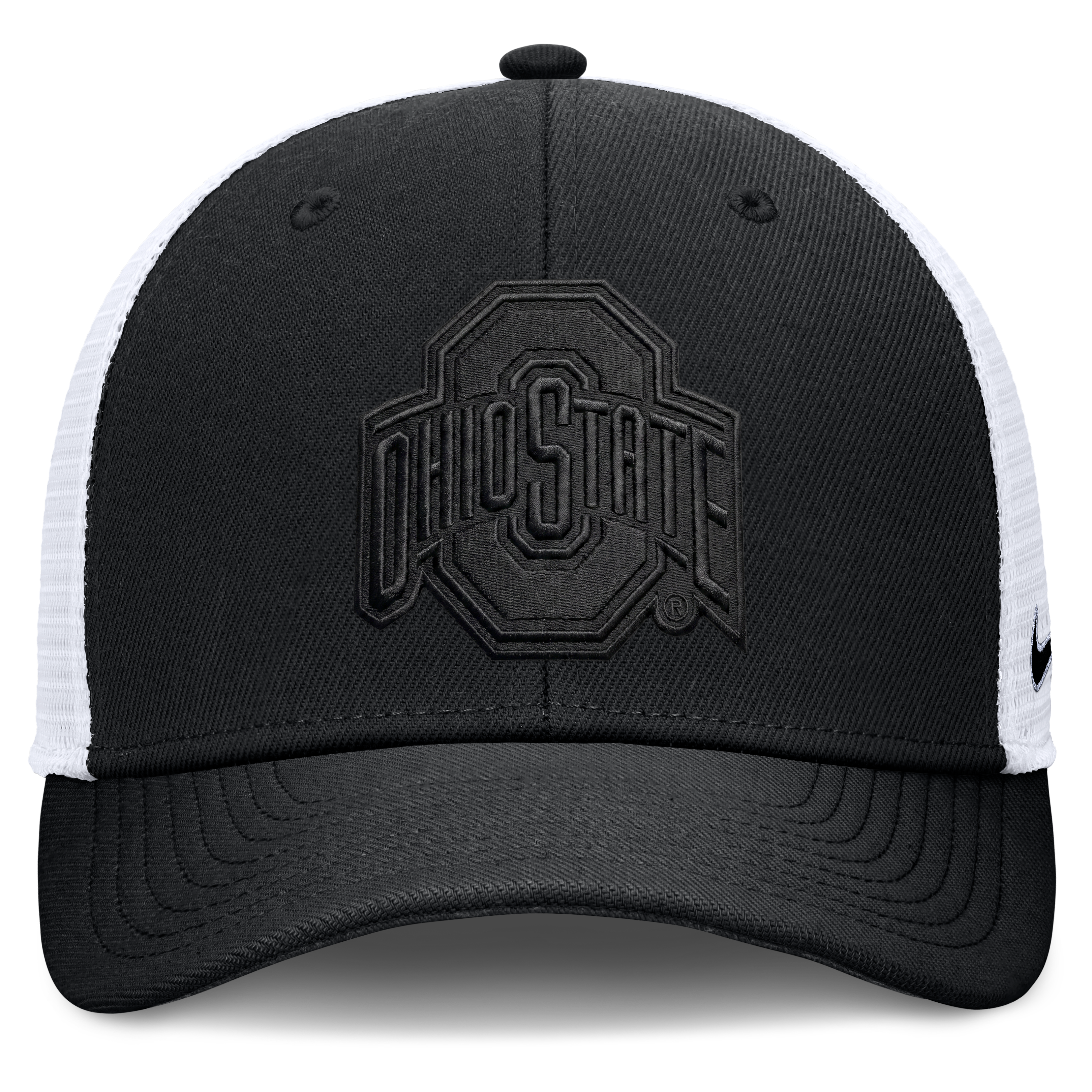 Casquette trucker unisexe Nike noire Ohio State Buckeyes Tonal Dri-FIT Rise ajustable