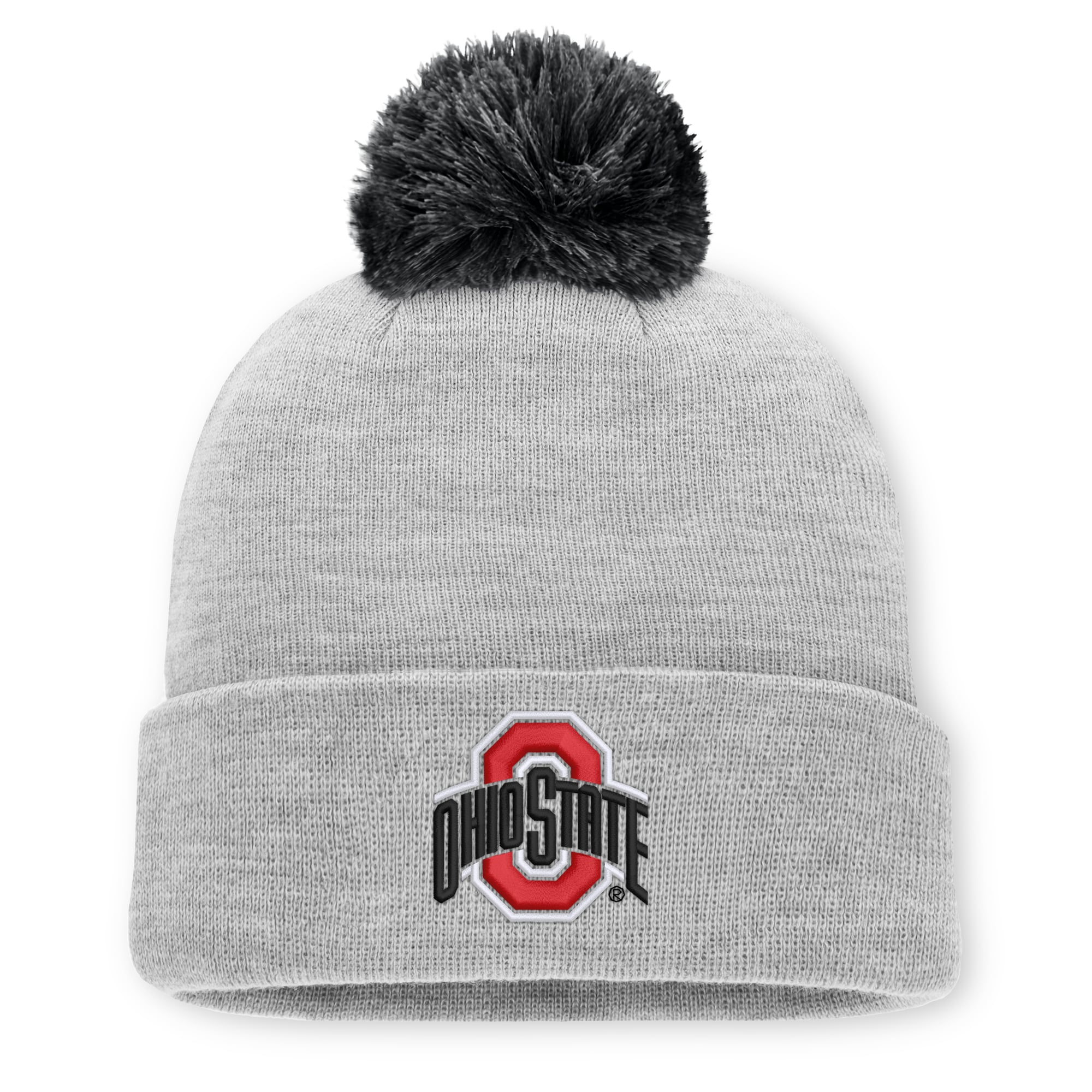 Bonnet unisexe Nike gris chiné Ohio State Buckeyes Primetime Script à revers et pompon