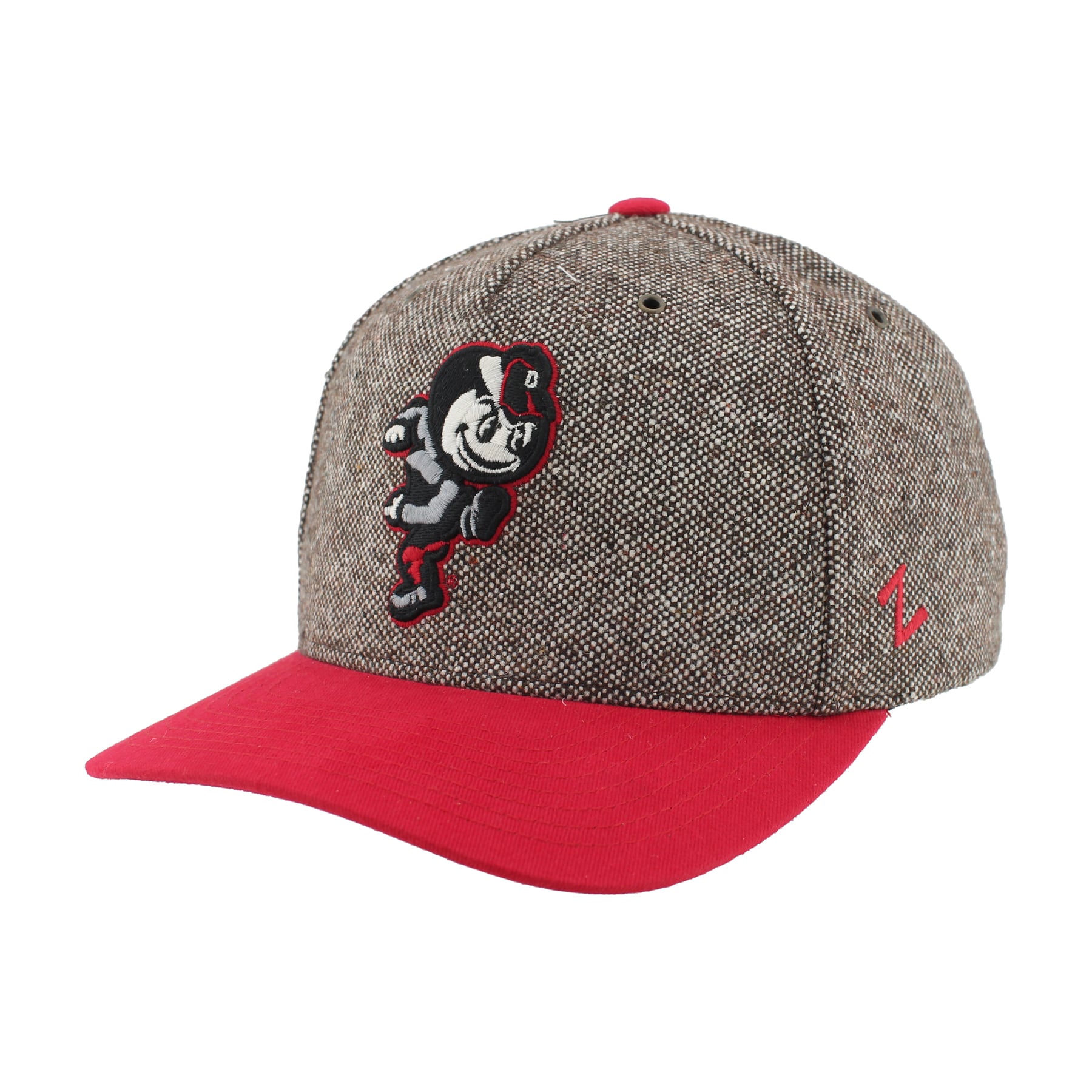 Chapeau unisexe Zephyr marron/écarlate en tweed Ohio State Buckeyes à couronne pincée et ajustable