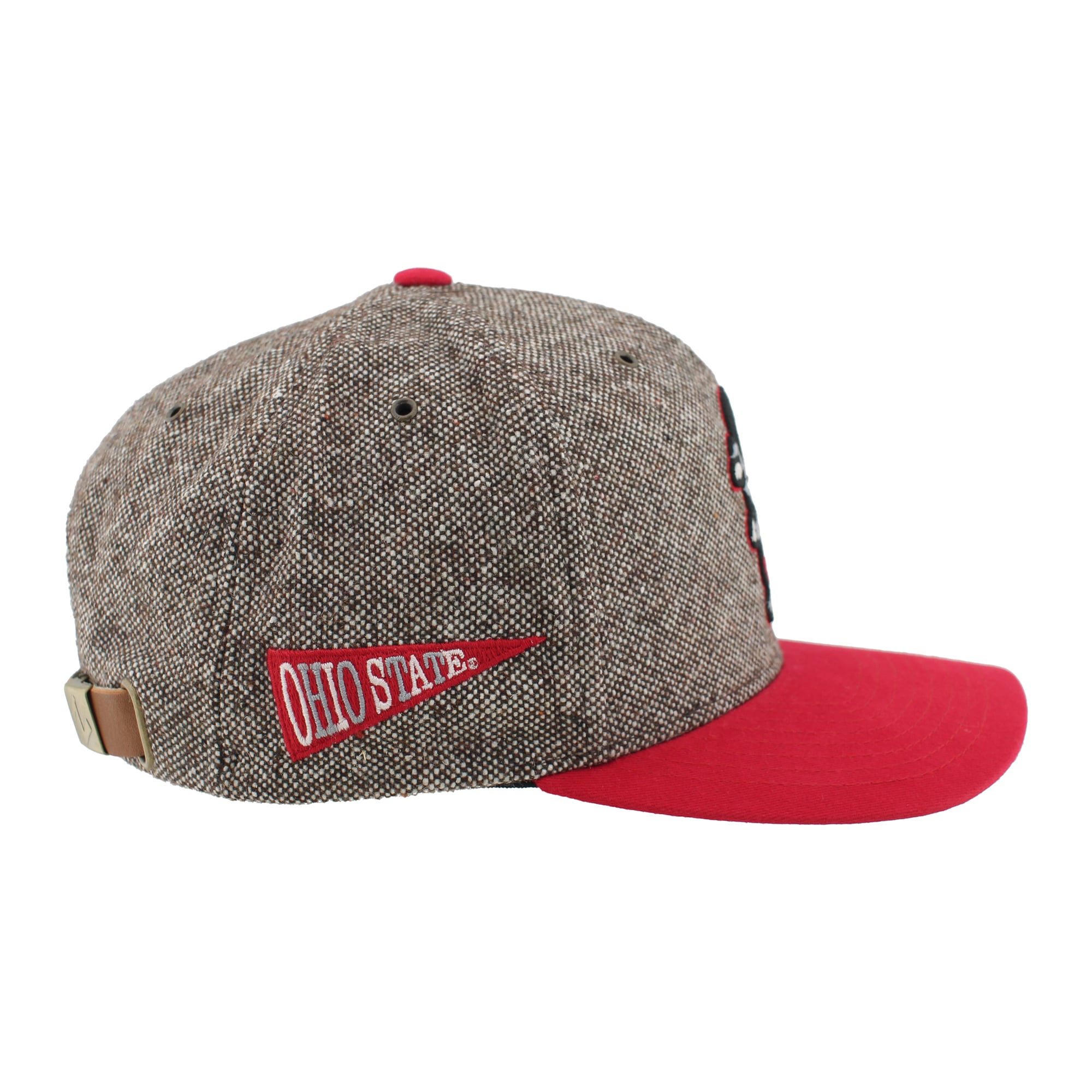 Chapeau unisexe Zephyr marron/écarlate en tweed Ohio State Buckeyes à couronne pincée et ajustable