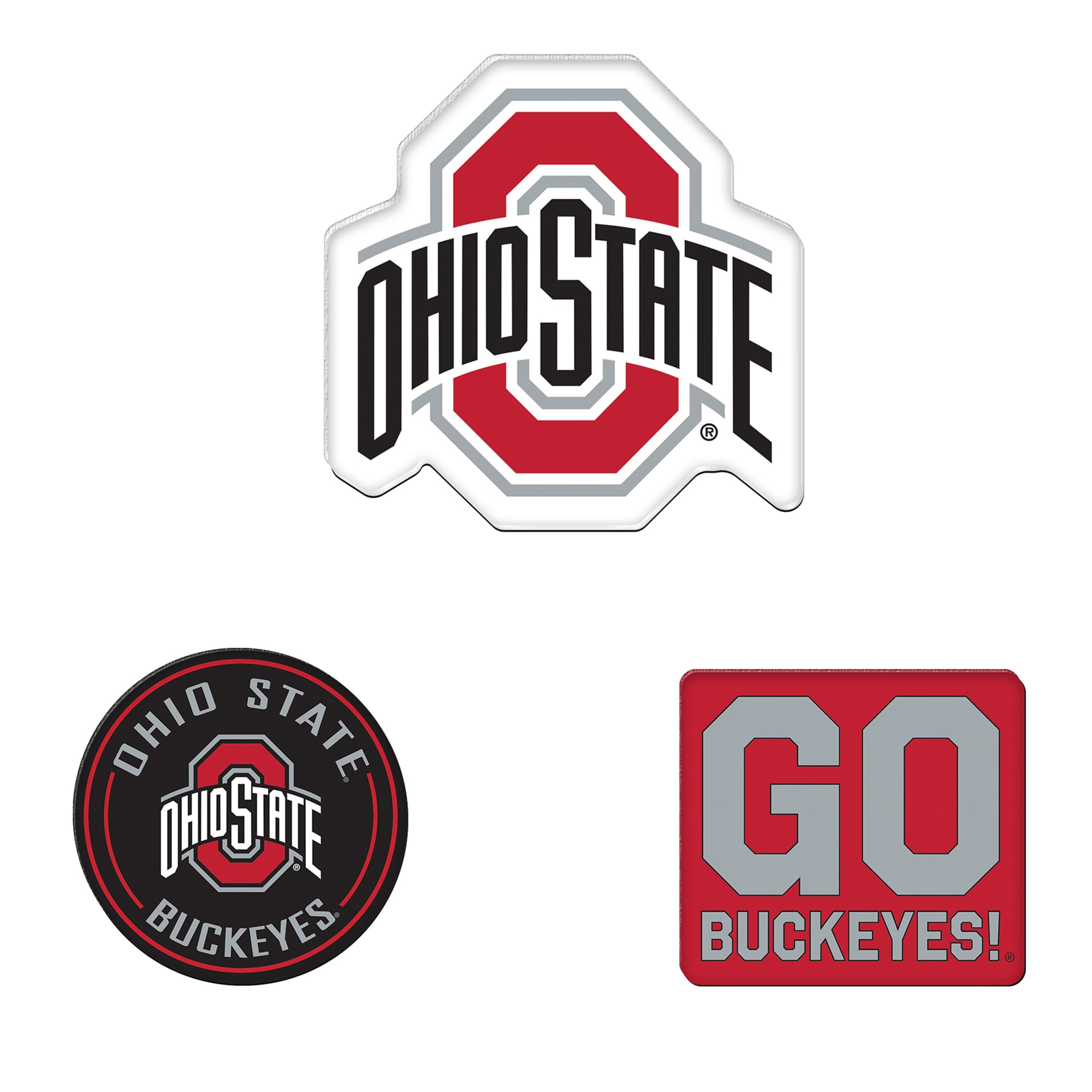 Lot de 3 aimants de réfrigérateur WinCraft Ohio State Buckeyes de qualité supérieure