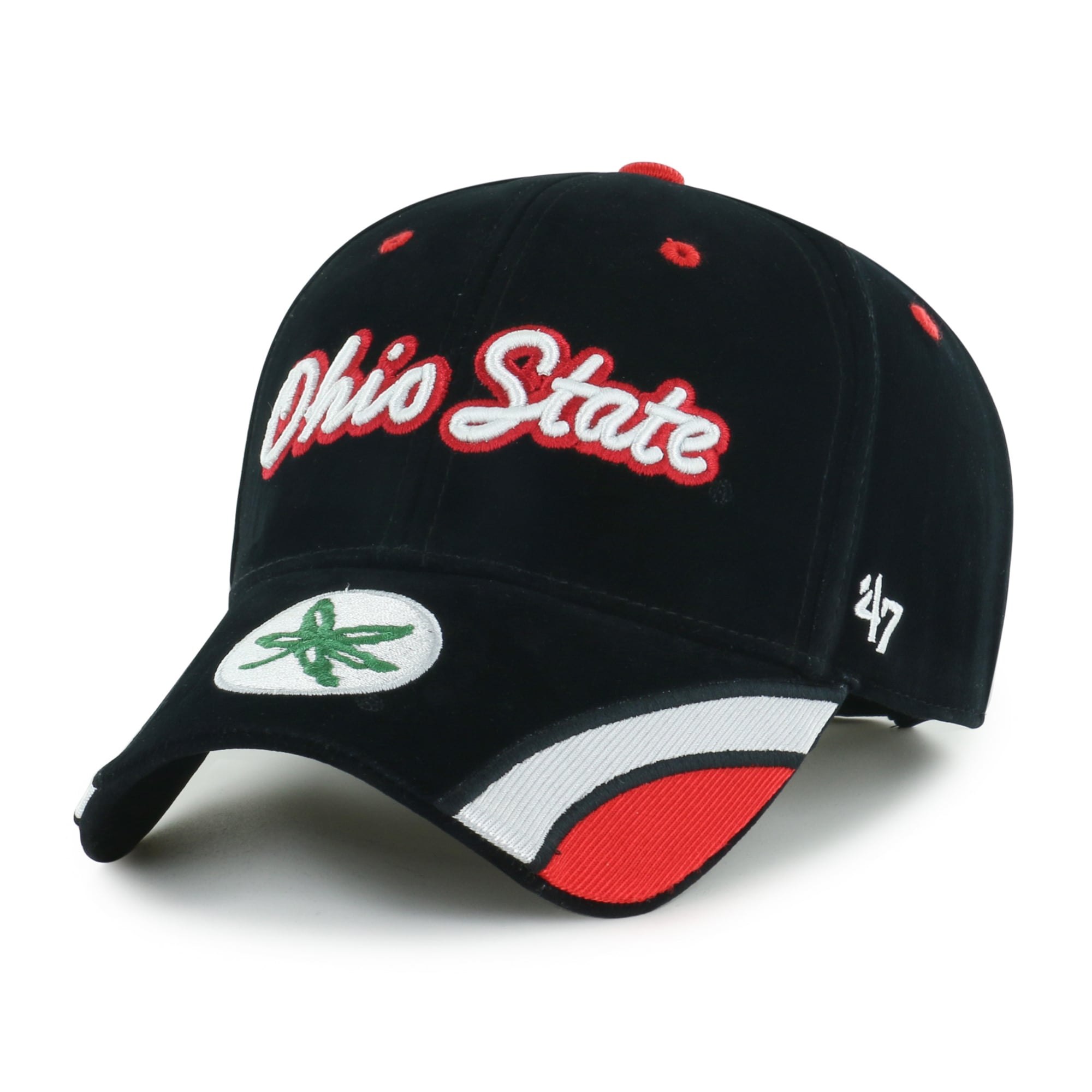Casquette ajustable pour femme « 47 » en velours denim noir Ohio State Buckeyes avec inscription MVP