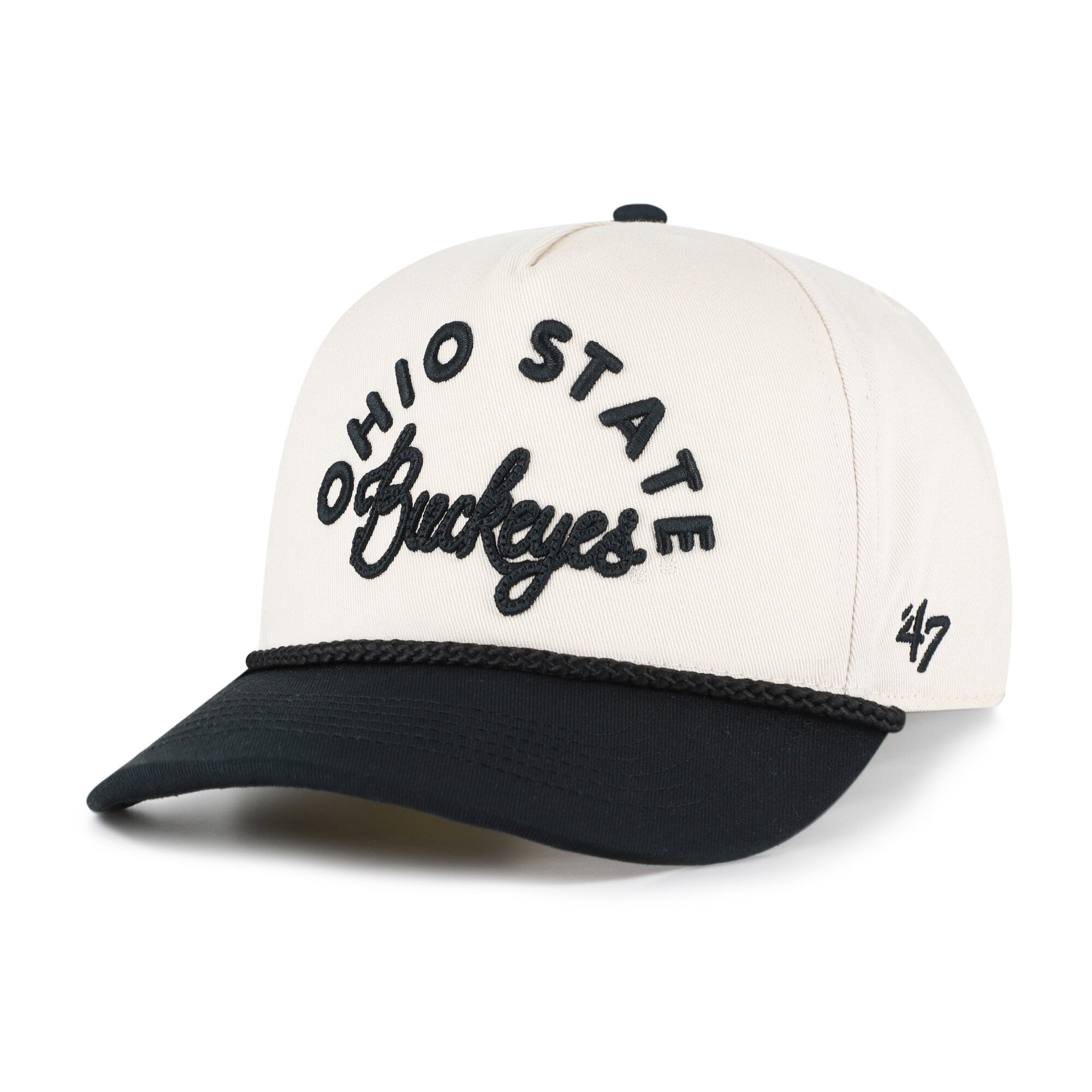 Women's '47 Cream/Black Ohio State Buckeyes Rope Script Hitch Adjustable Hat