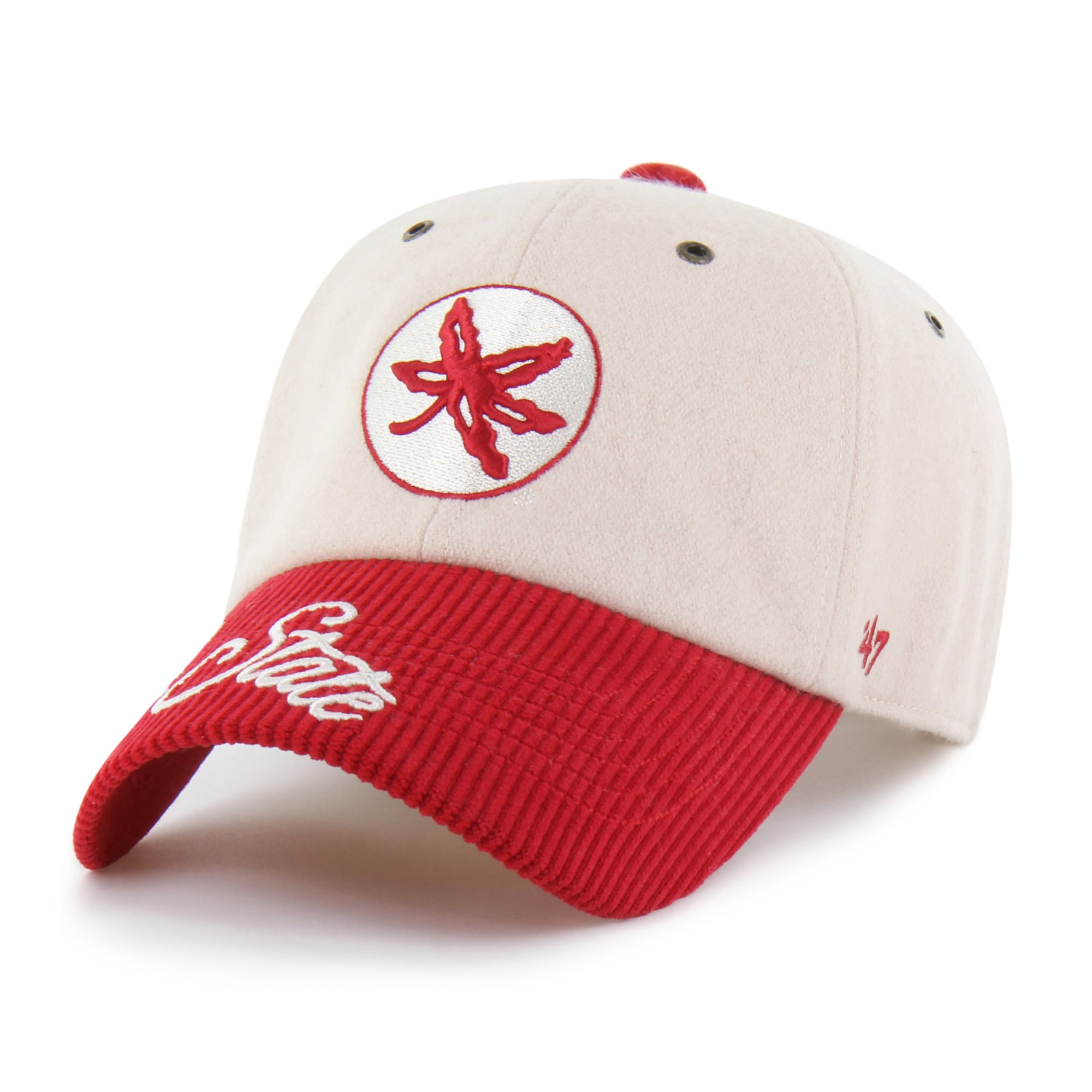 Women's '47 Cream/Scarlet Ohio State Buckeyes Rope Script Clean Up Adjustable Hat