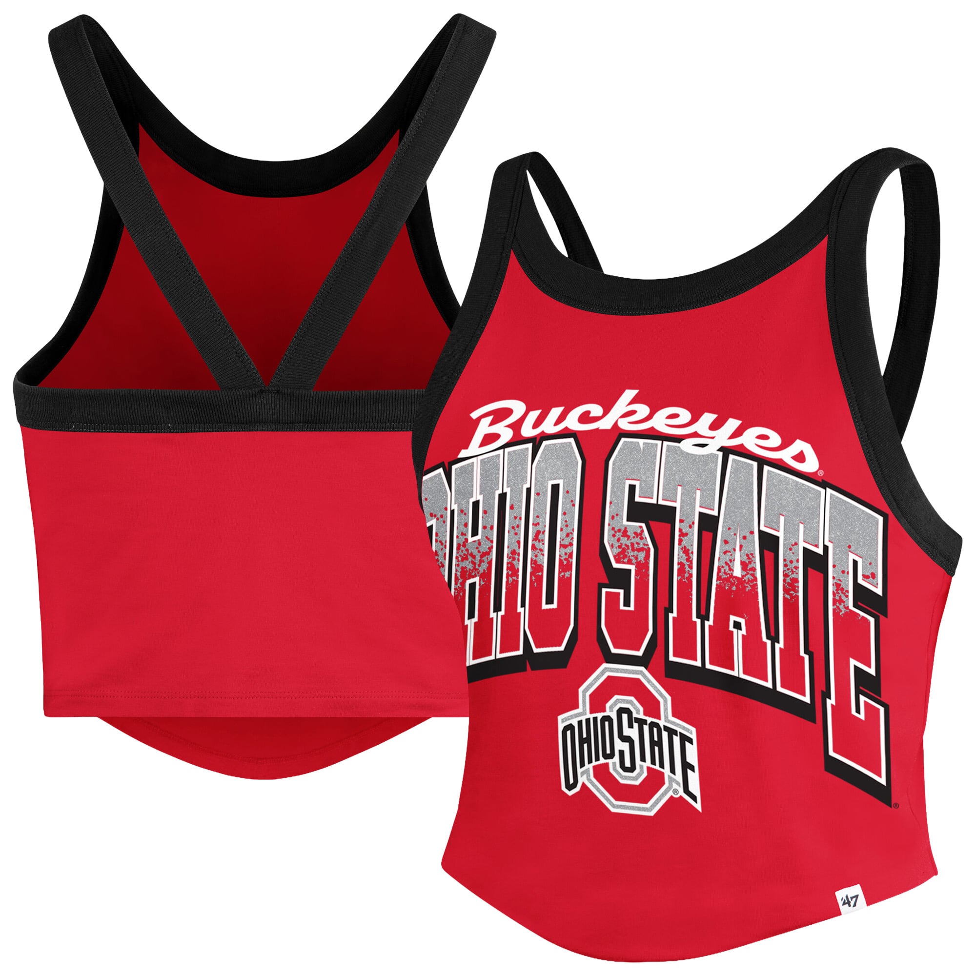 Women's '47 Scarlet Ohio State Buckeyes Shimmer Shadow Sporty Tank Top