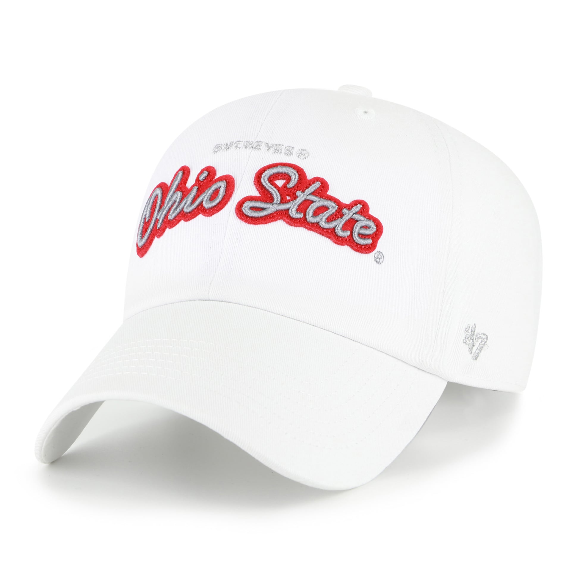 Casquette ajustable « 47 White Ohio State Buckeyes Trendy Script Clean Up » pour femme
