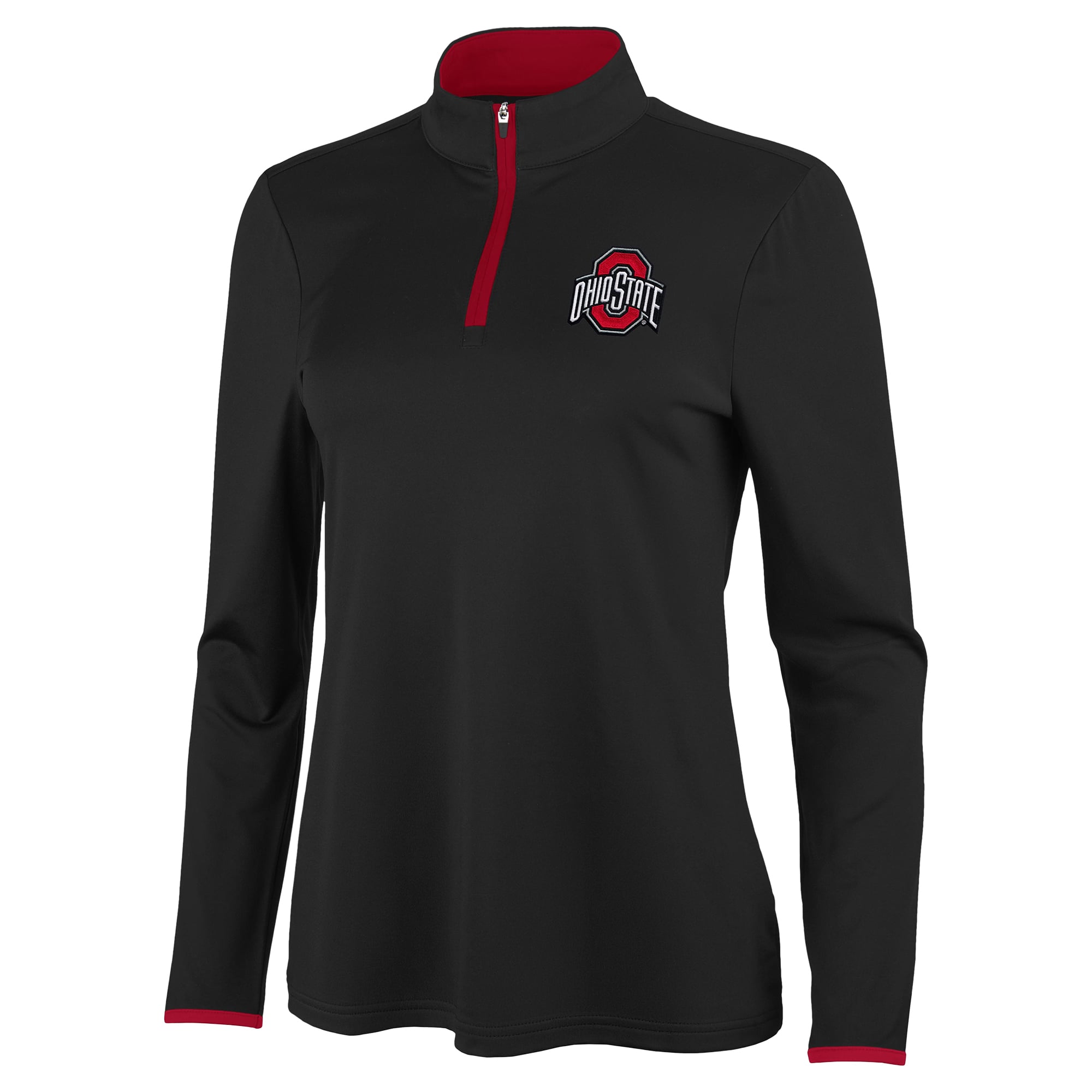 Pull à col zippé Antigua noir/écarlate pour femme, Ohio State Buckeyes Brink