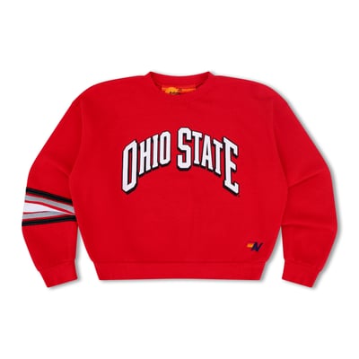 Ohio State Buckeyes Aviator Nation Women's Relaxed Tri-Blend Sweatshirt - Scarlet
