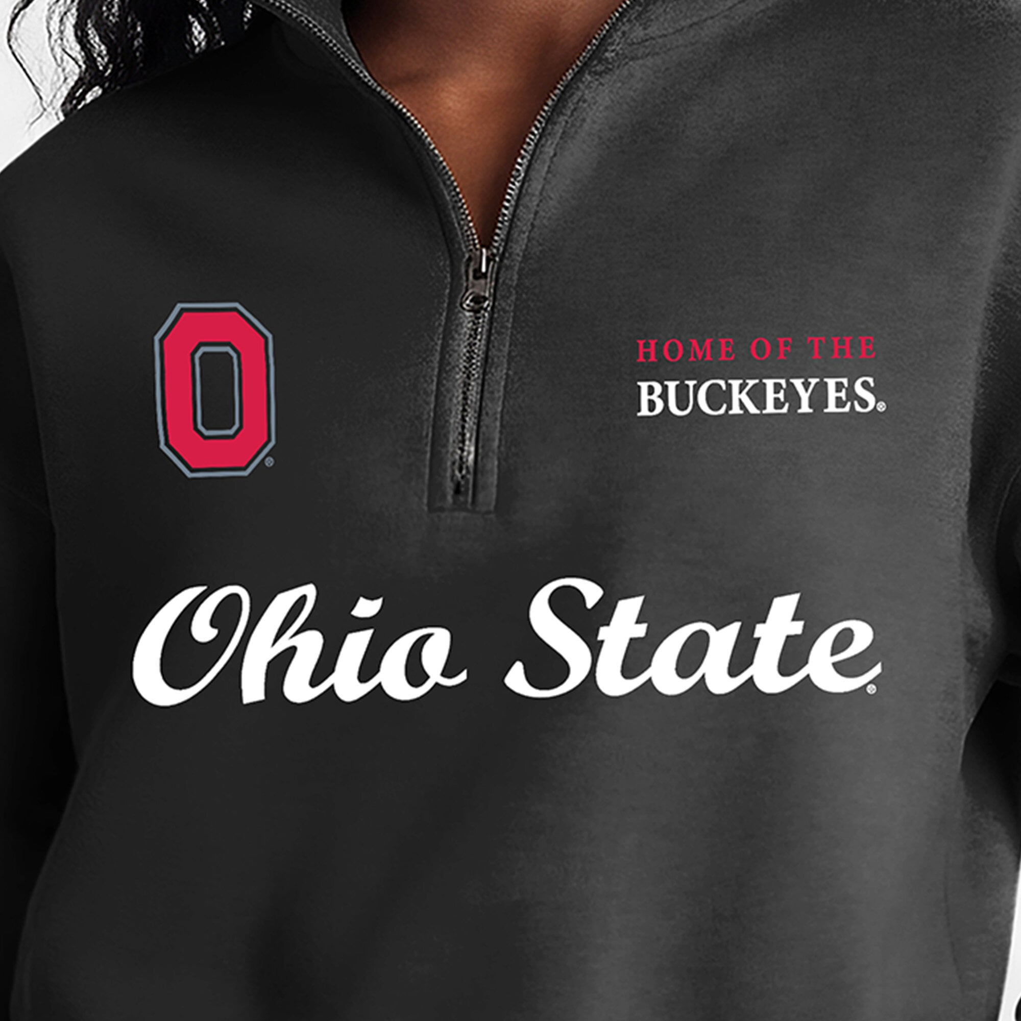 Women's Champion Black Ohio State Buckeyes Academic Triumph Quarter-Zip Tri-Blend Pullover