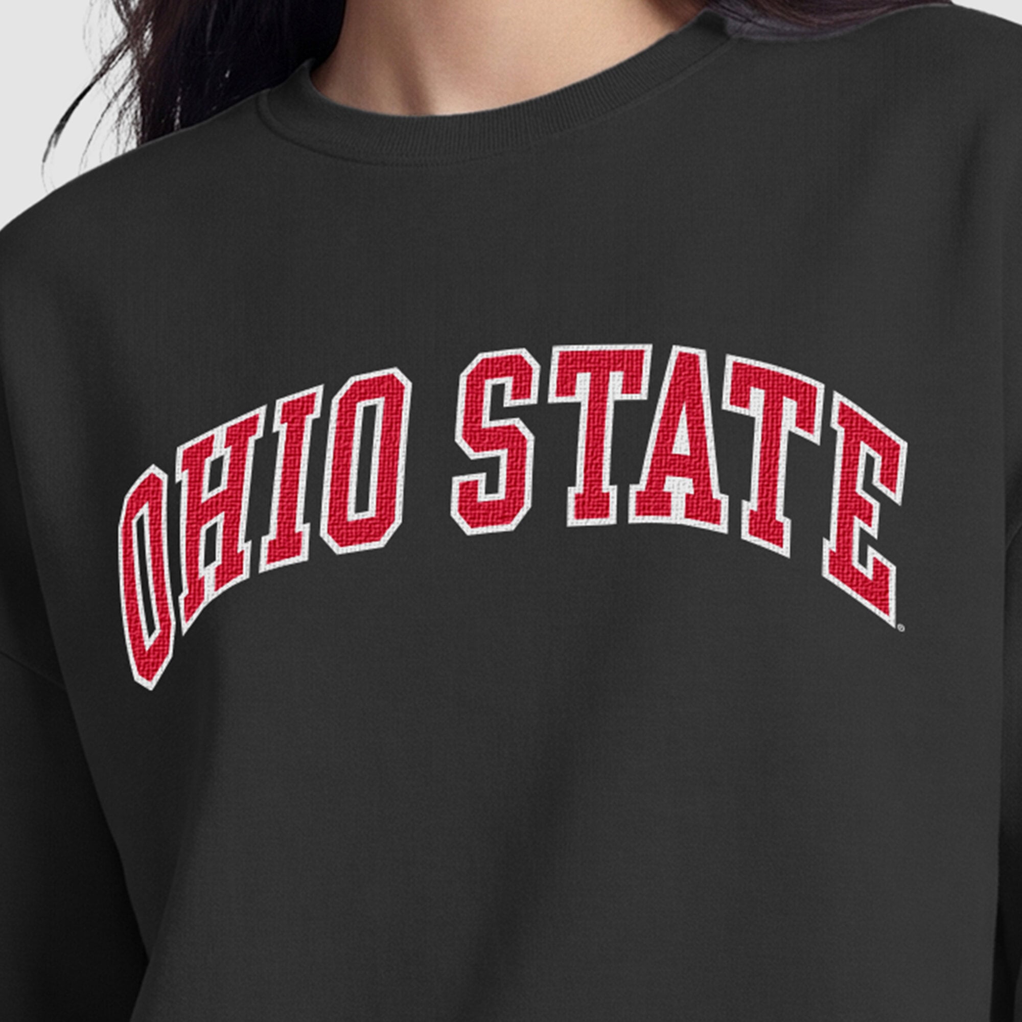 Women's Champion  Black Ohio State Buckeyes Fleece Crew Sweatshirt