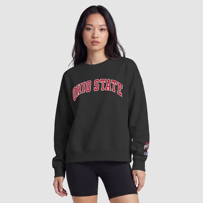  Ohio State Buckeyes Champion Women's Fleece Crew Sweatshirt - Black