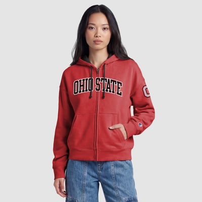 Ohio State Buckeyes Champion Women's Arch Full-Zip Fleece Hoodie - Scarlet