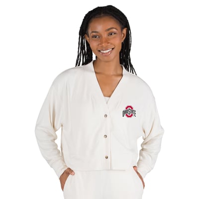  Ohio State Buckeyes Concepts Sport Women's Concepts Button-Front Plus Size Cardigan - Cream