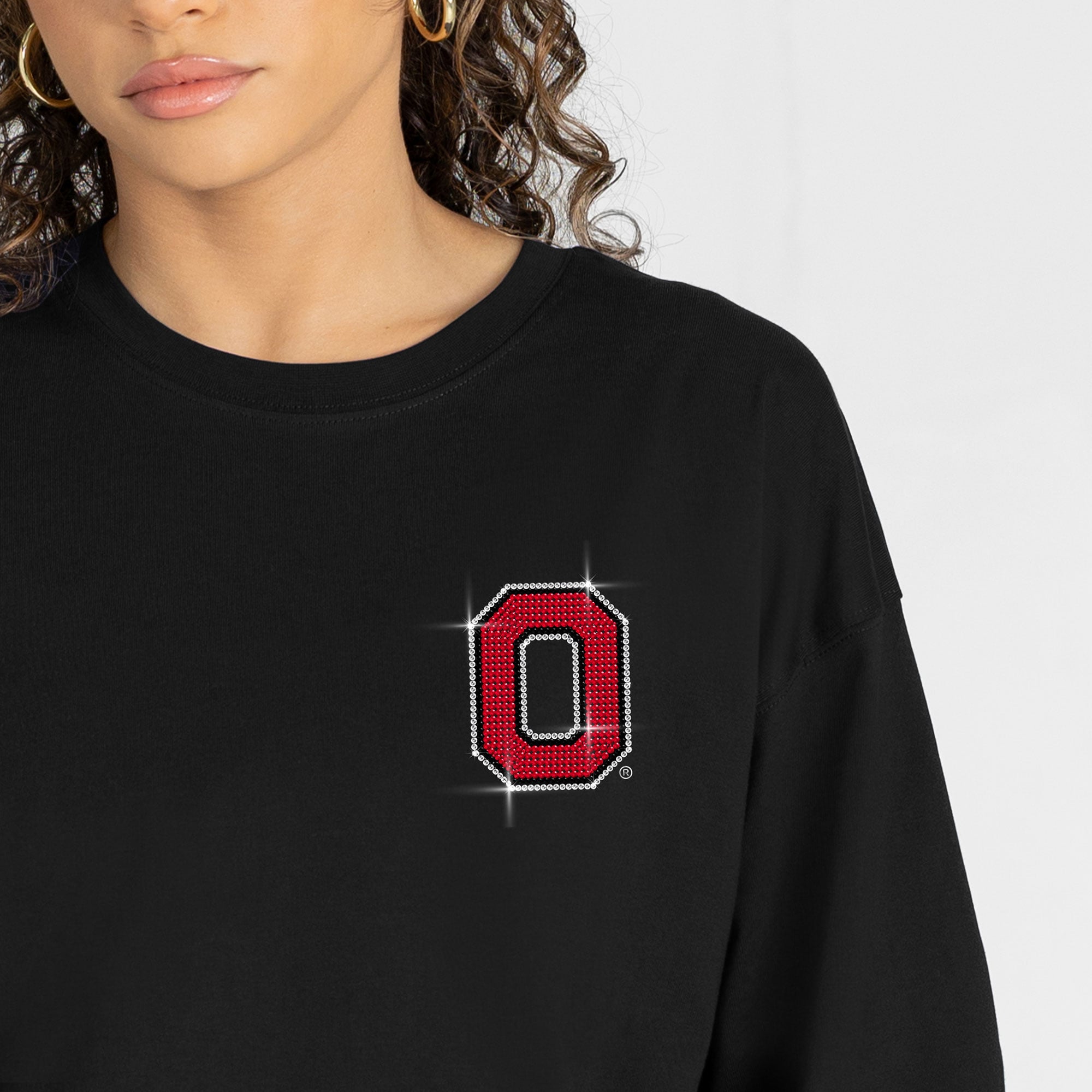 T-shirt à manches longues noir strass « Light It Up » des Ohio State Buckeyes de la collection Gameday Couture pour femmes