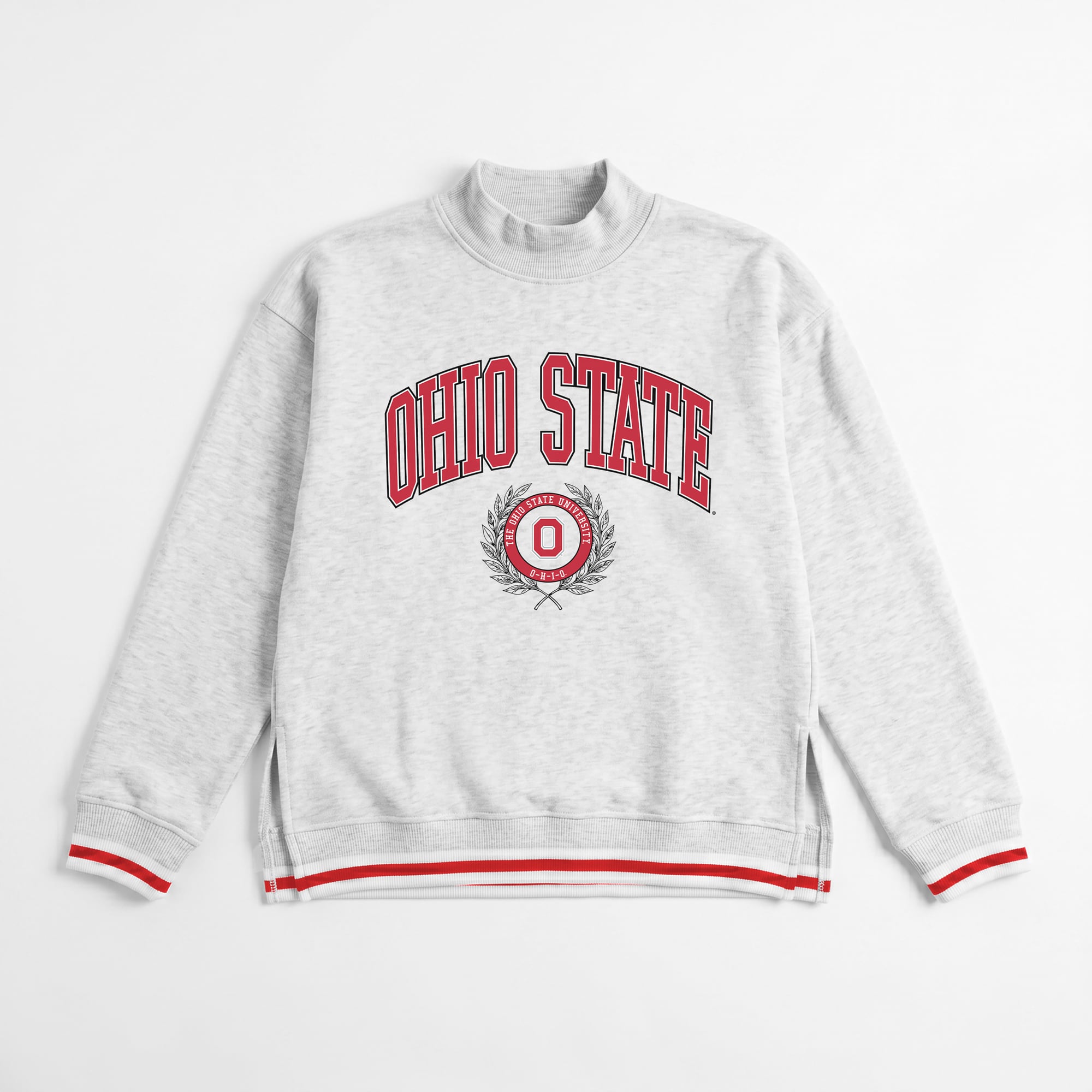 Women's Gameday Couture Gray Ohio State Buckeyes Rally Point Contrast Stripe Mock Neck Sweatshirt