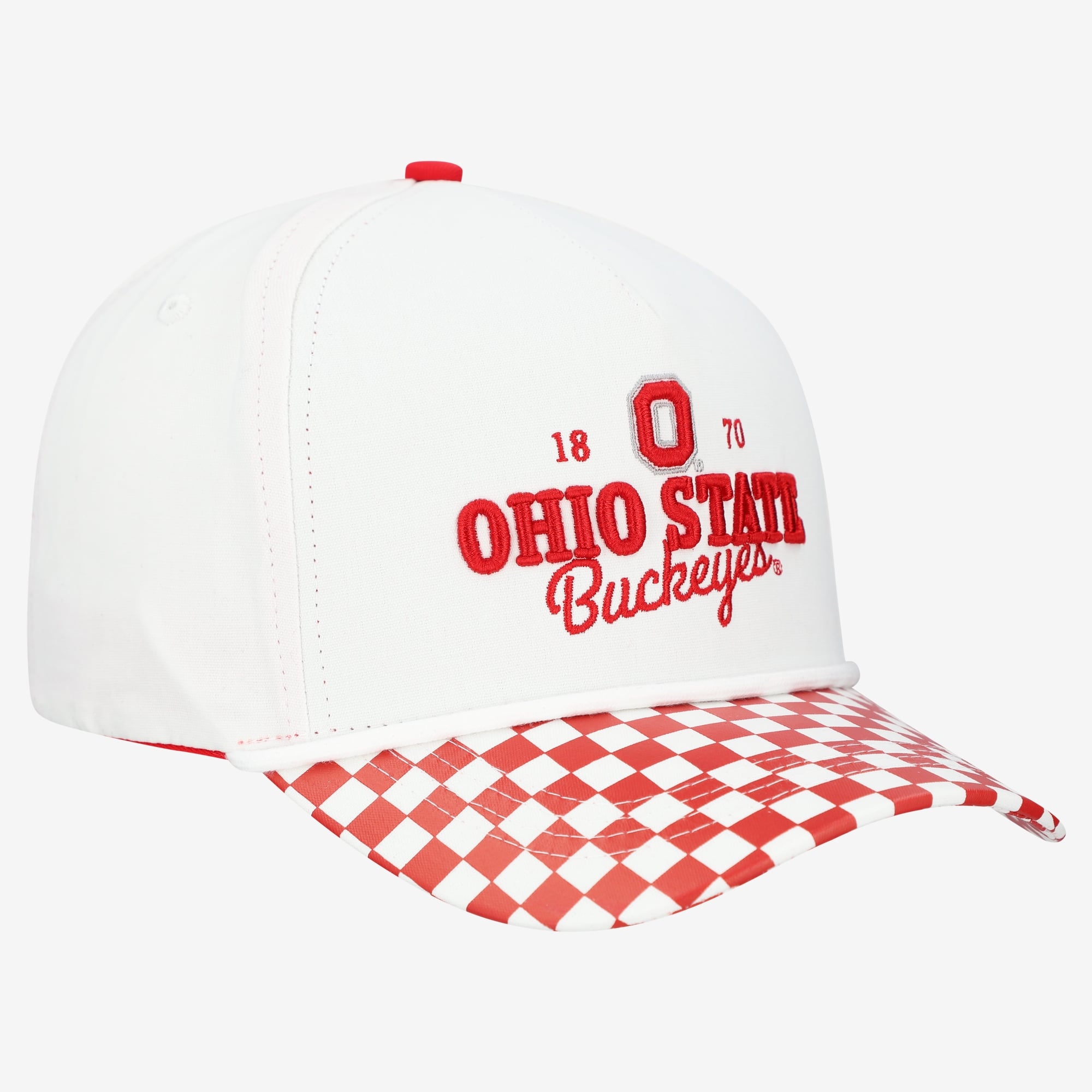 Casquette ajustable à 5 panneaux en corde blanche Ohio State Buckeyes Albon Check pour femmes