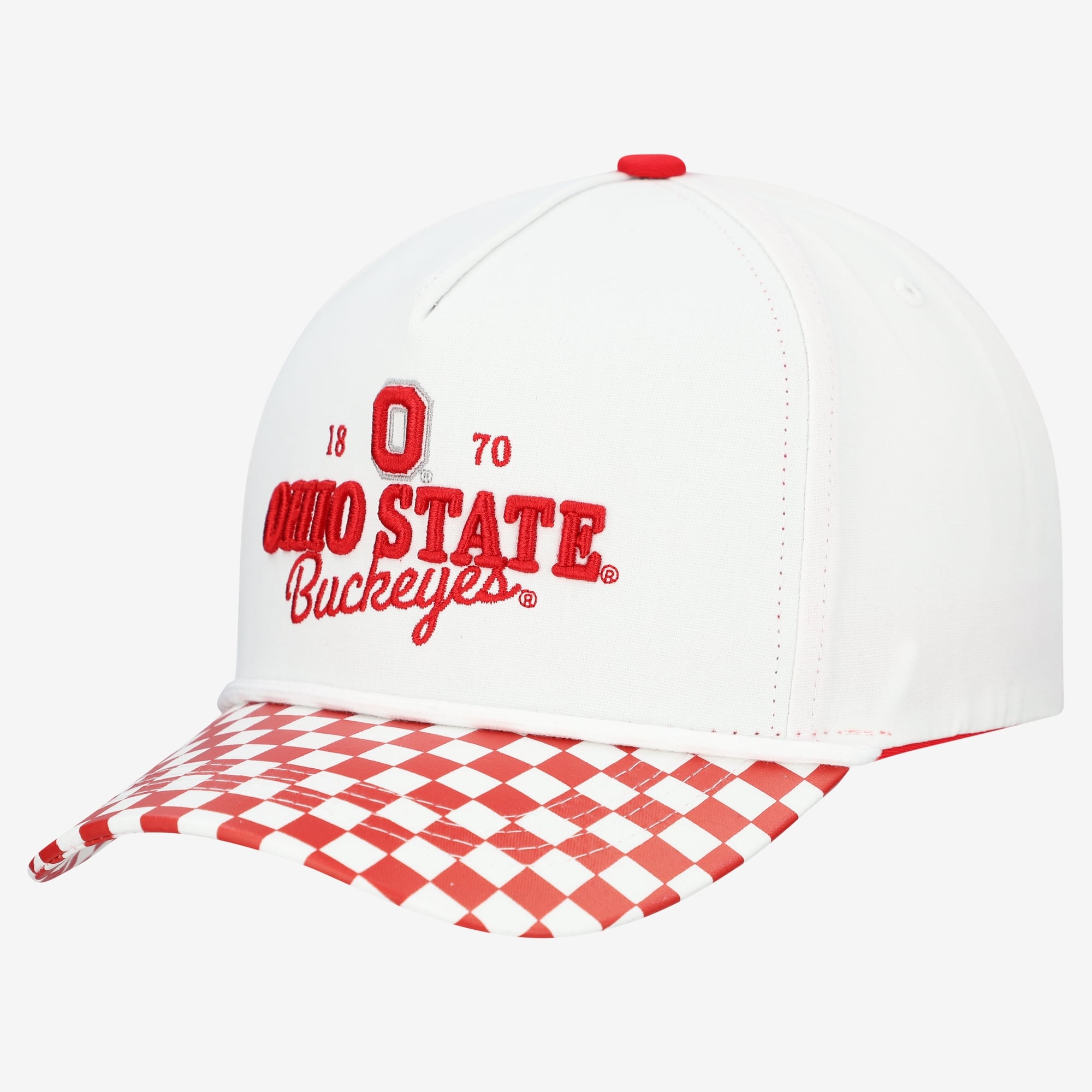 Casquette ajustable à 5 panneaux en corde blanche Ohio State Buckeyes Albon Check pour femmes