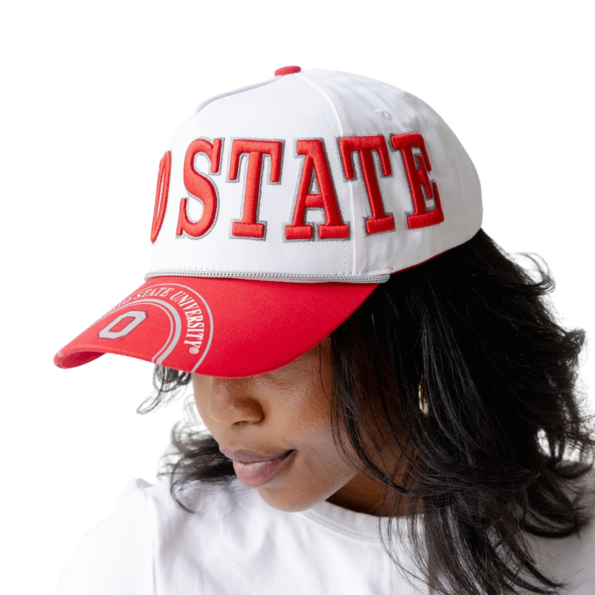Women's Gameday Social White/Scarlet Ohio State Buckeyes Five-Panel Rope Away Adjustable Hat