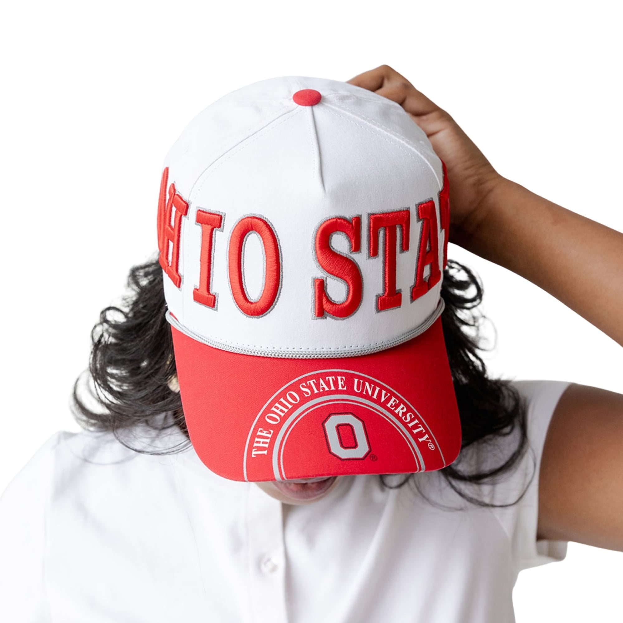 Women's Gameday Social White/Scarlet Ohio State Buckeyes Five-Panel Rope Away Adjustable Hat
