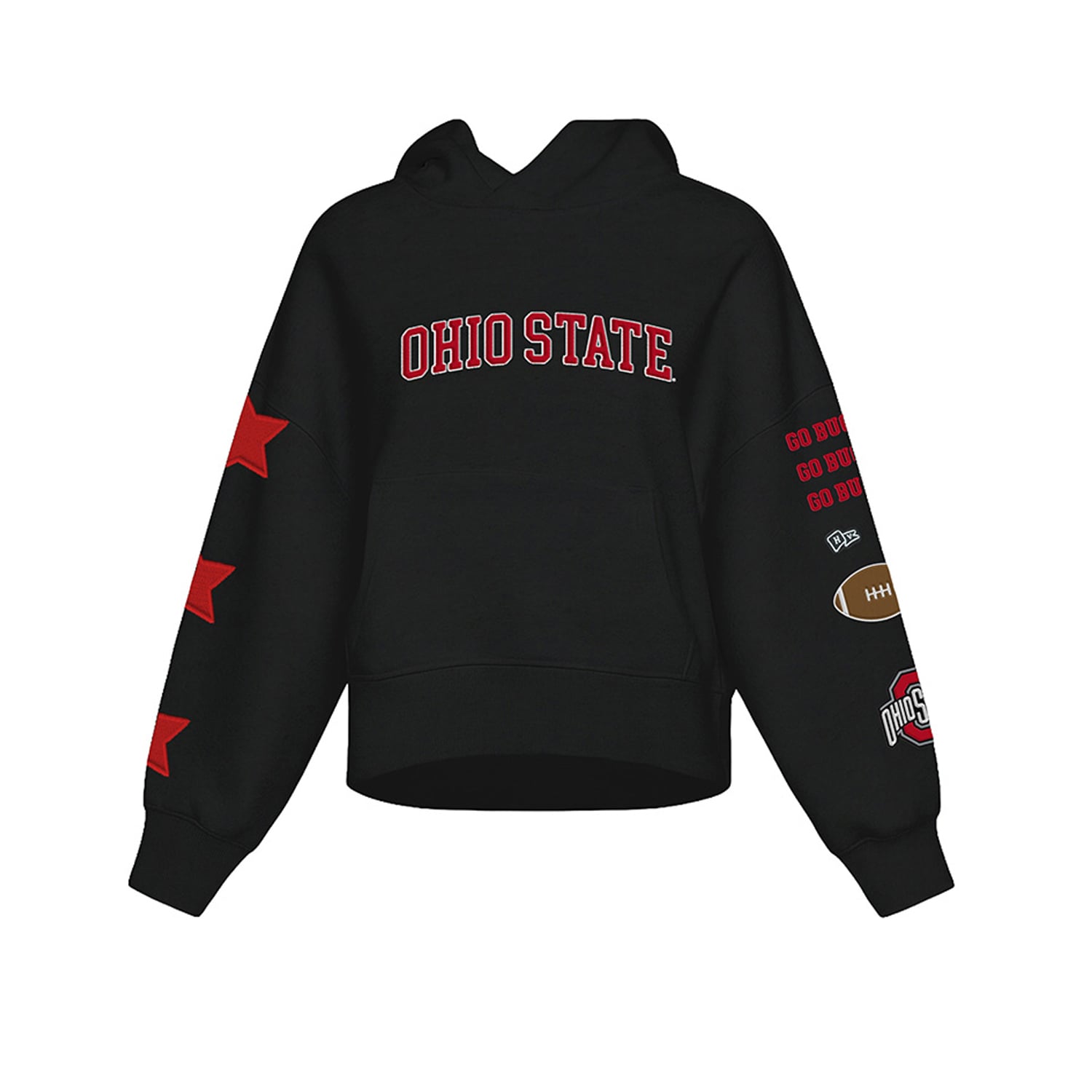 Sweat à capuche court Hype and Vice pour femmes, noir, Ohio State Buckeyes.