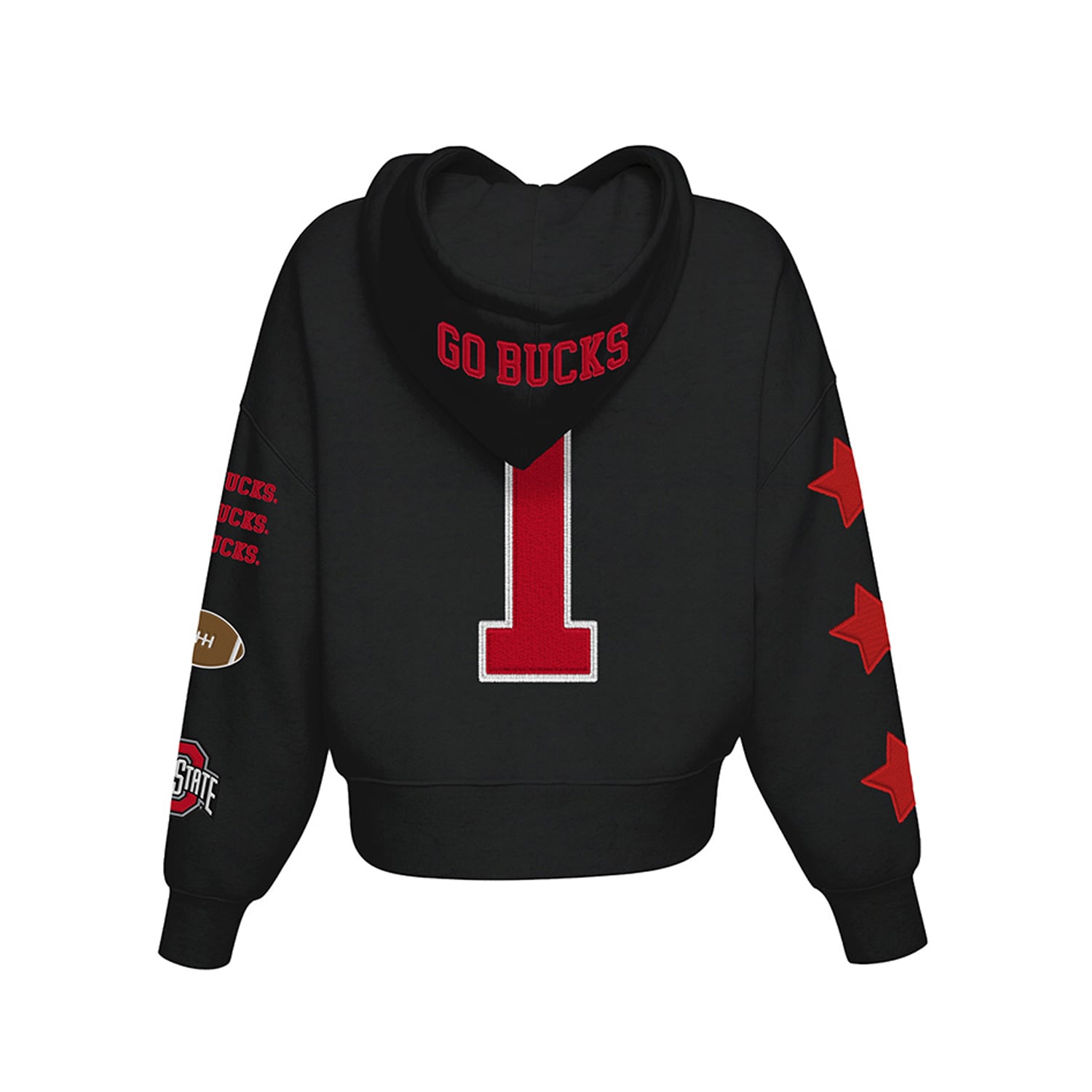 Sweat à capuche court Hype and Vice pour femmes, noir, Ohio State Buckeyes.