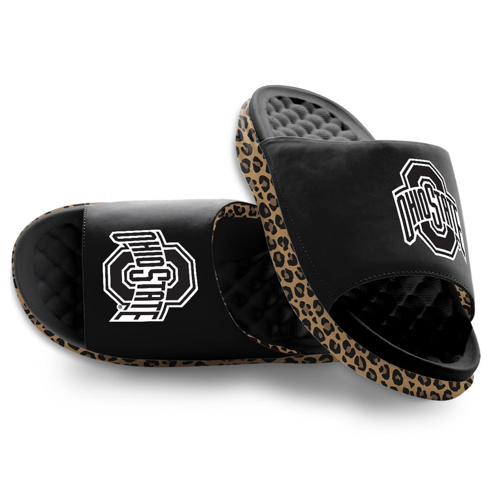 Ohio State Buckeyes ISlide Women's Cheetah Dip Motive Slide Sandals - Black