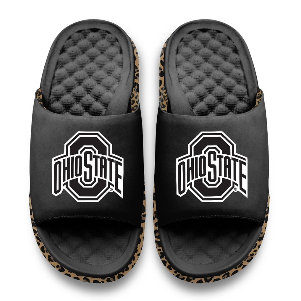 Ohio State Buckeyes ISlide Women's Cheetah Dip Motive Slide Sandals - Black