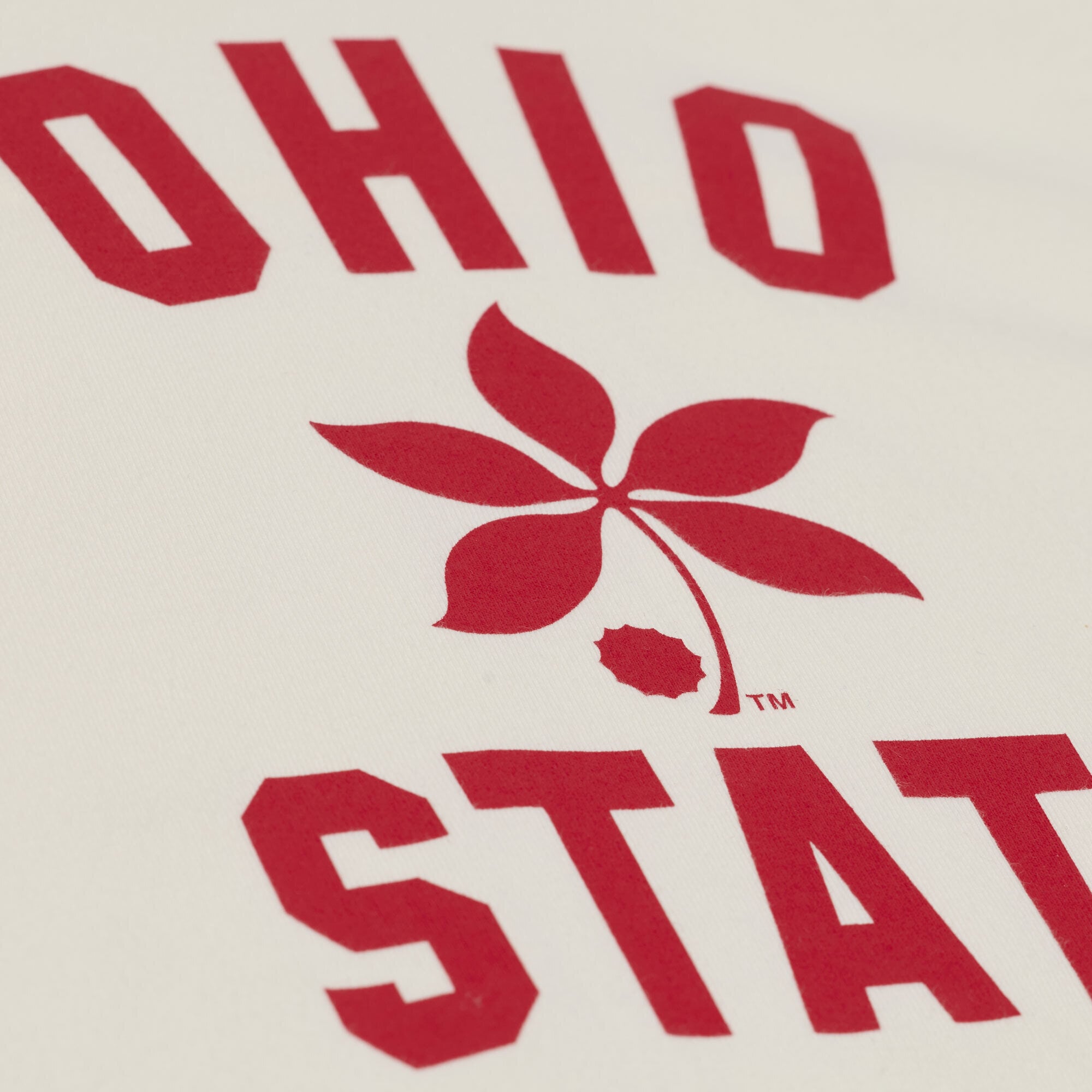 Women's Mitchell & Ness Cream Ohio State Buckeyes Retro Roots Crop Boxy Yoke T-Shirt
