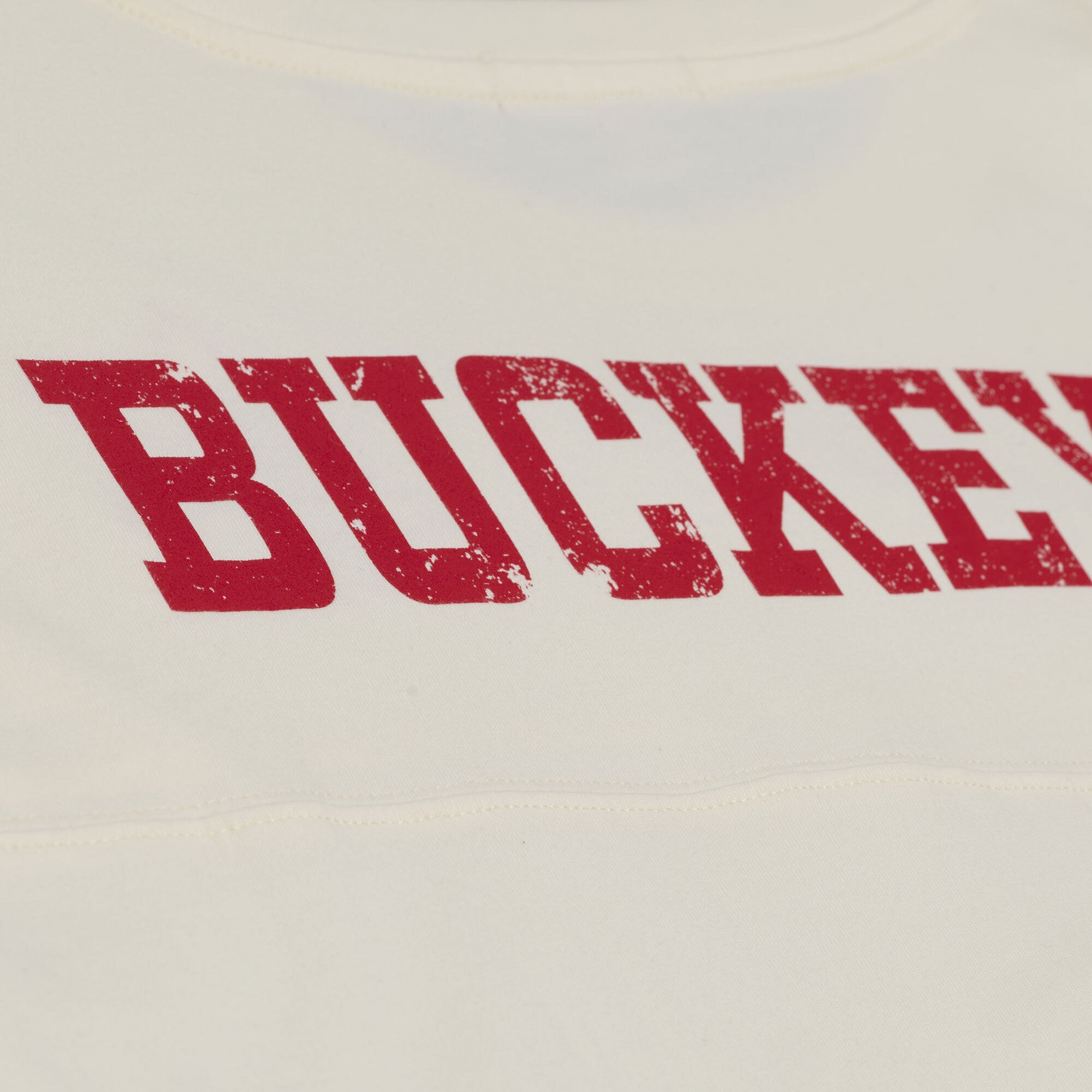 T-shirt oversize à manches 3/4 Mitchell & Ness crème Ohio State Buckeyes Retro Roots pour femmes
