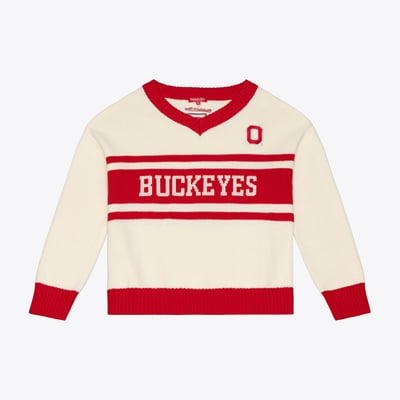 Ohio State Buckeyes Mitchell & Ness Women's Retro Roots V-Neck Sweater - Cream
