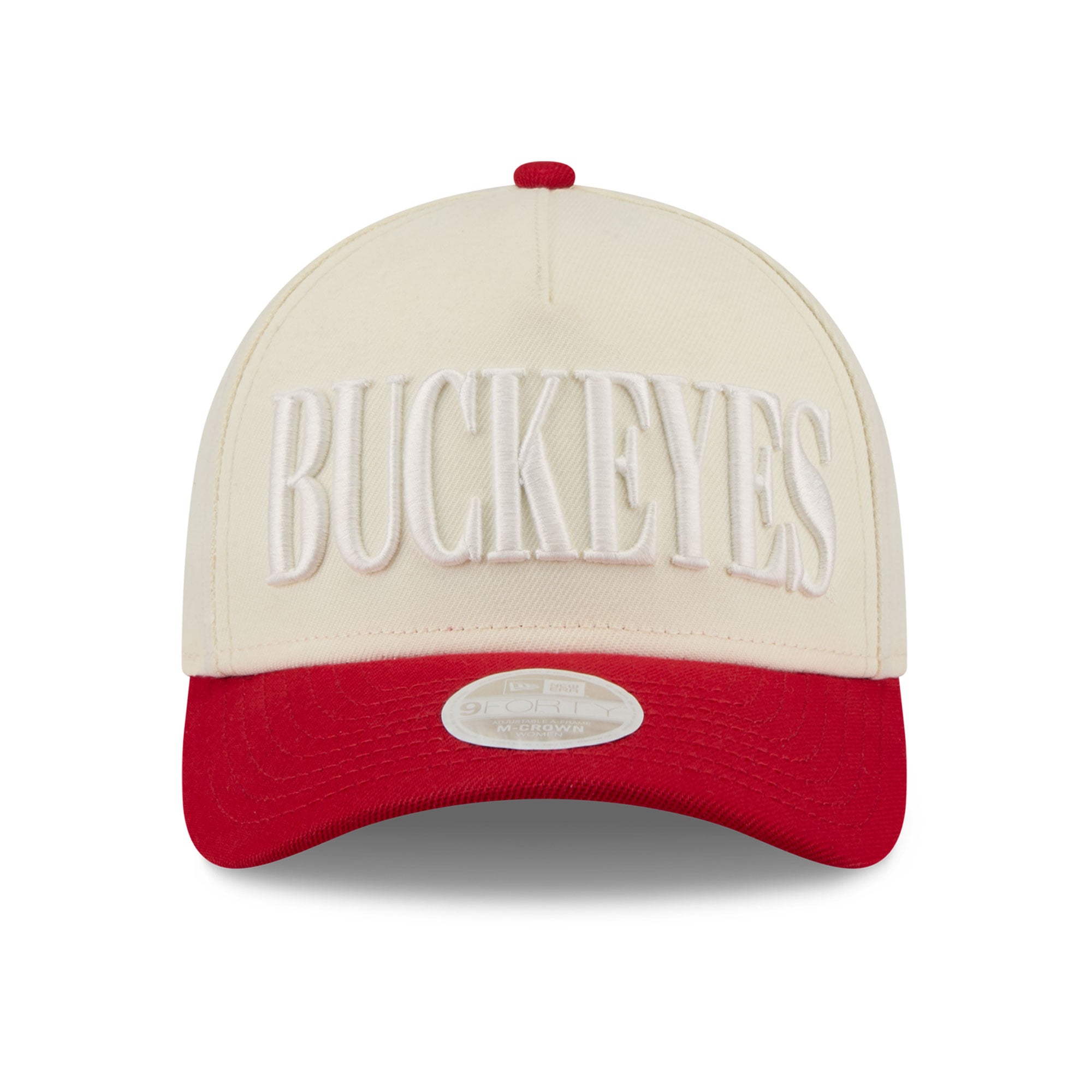 Casquette ajustable New Era 9FORTY A-Frame blanche et écarlate pour femme, aux couleurs des Ohio State Buckeyes.