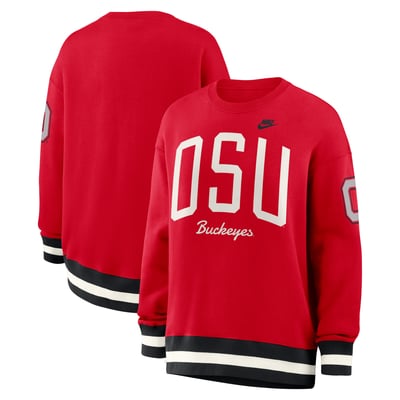  Ohio State Buckeyes Nike Women's Oversized Legacy Arch Phoenix Sweatshirt - Scarlet