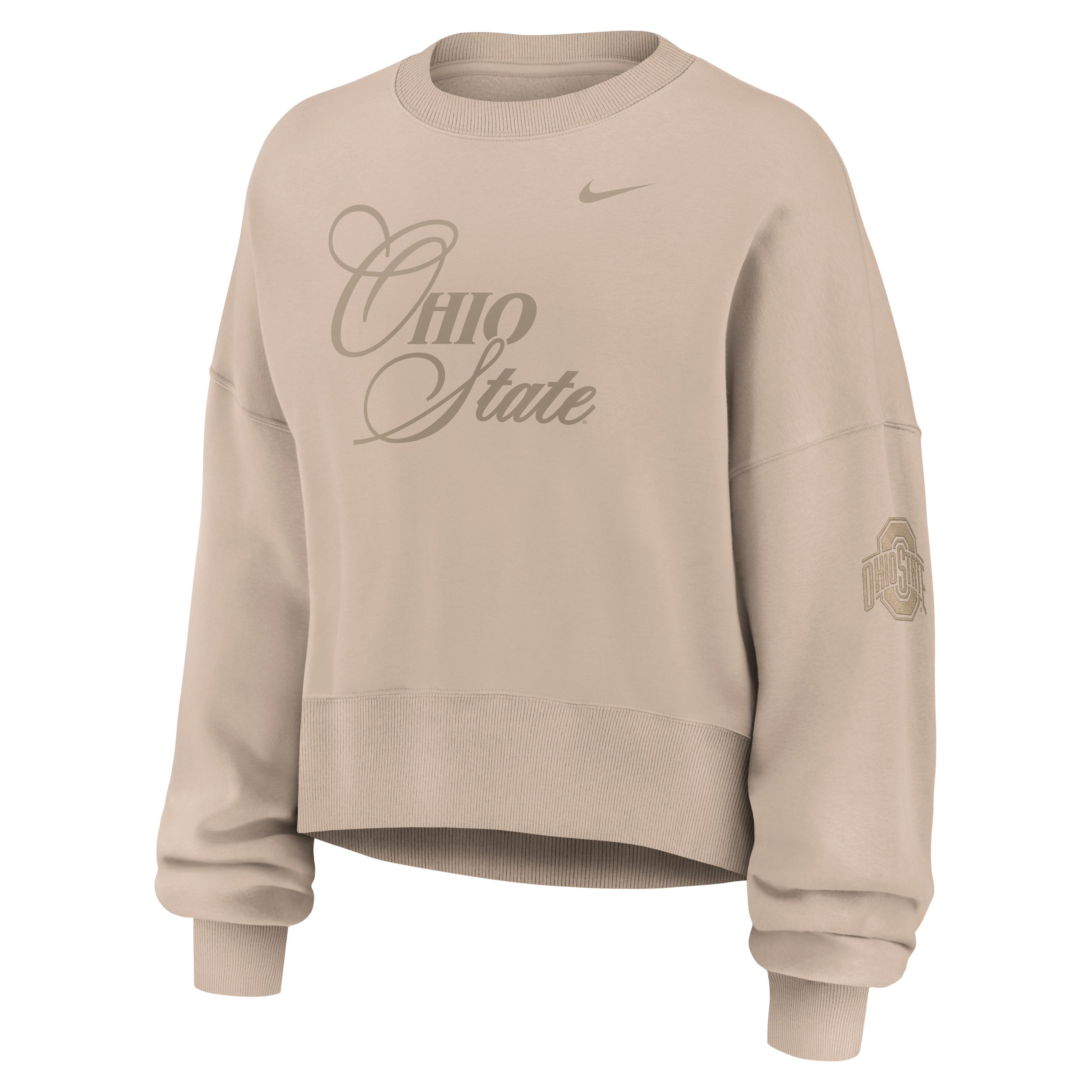 Women's Nike Tan Ohio State Buckeyes Neutral Stance Collection Oversized Phoenix Fleece Sweatshirt