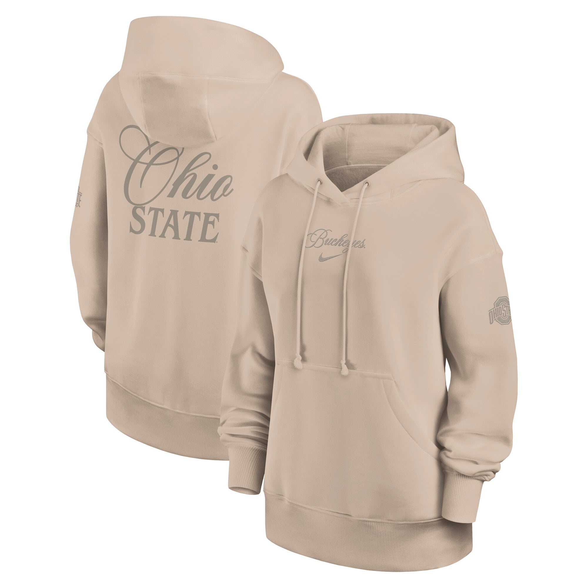 Women's Nike Tan Ohio State Buckeyes Neutral Stance Phoenix Fleece Oversized Hoodie