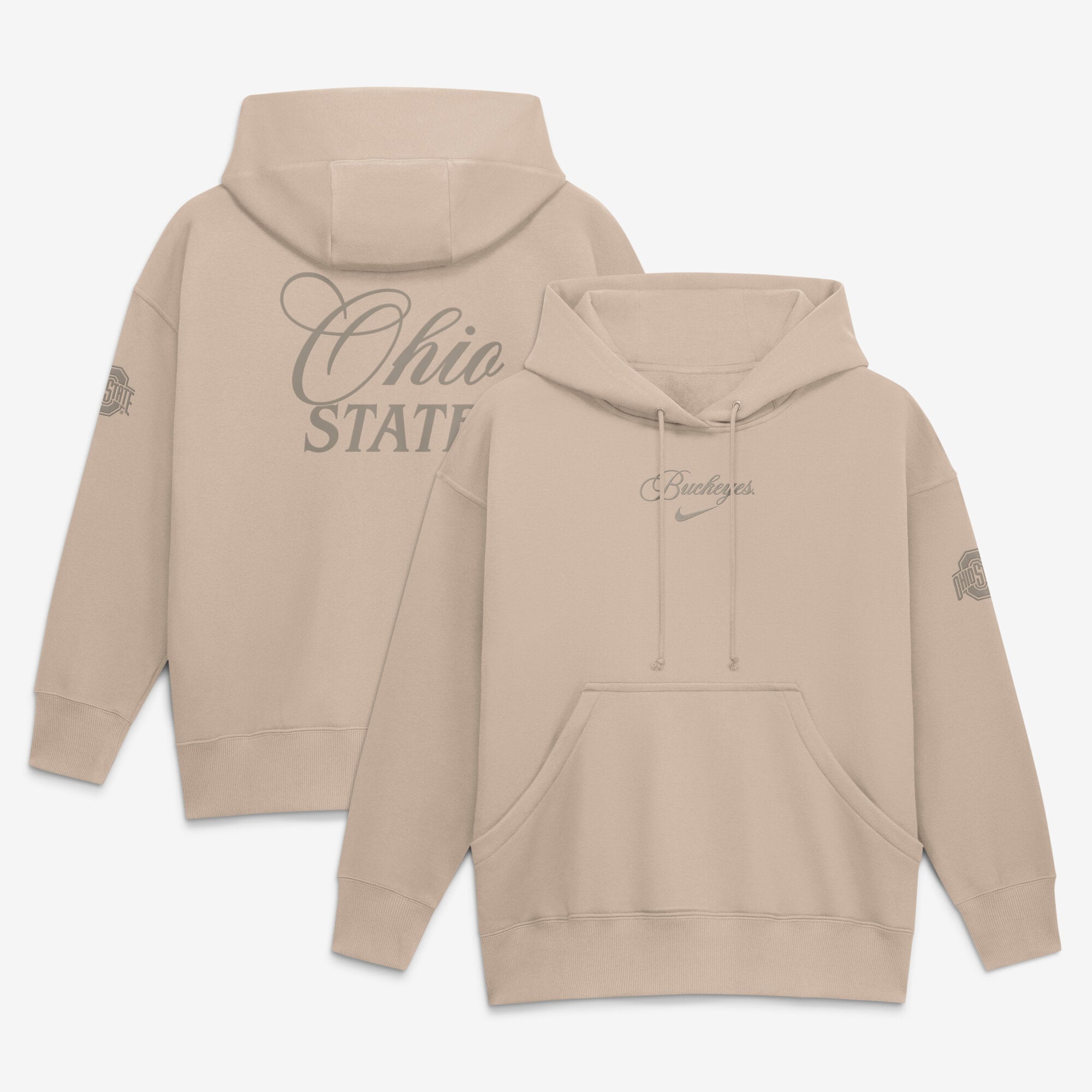 Women's Nike Tan Ohio State Buckeyes Neutral Stance Phoenix Fleece Oversized Hoodie