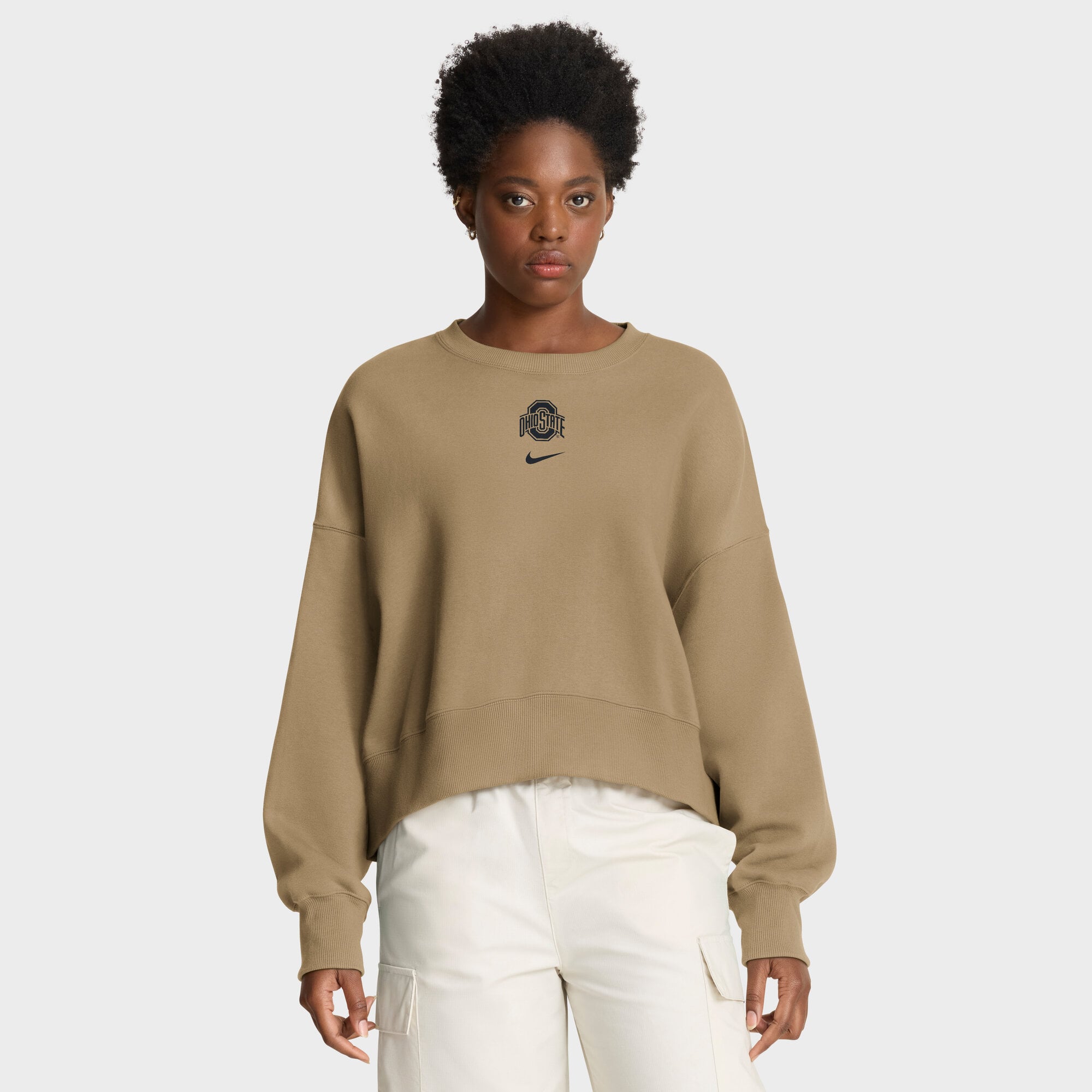 Women's Nike Tan Ohio State Buckeyes Oversized Phoenix Pullover Sweatshirt