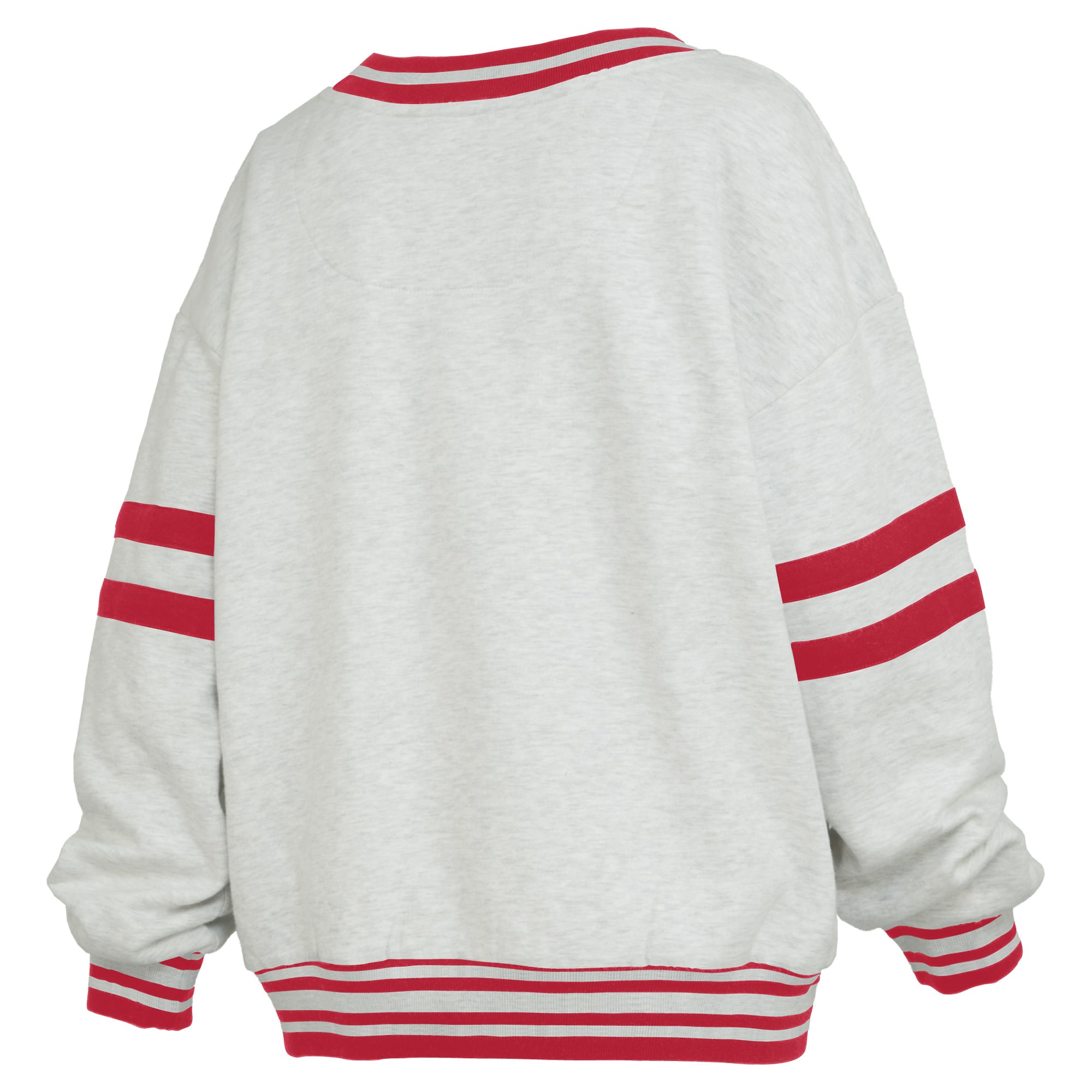 Women's Pressbox Gray/Scarlet Ohio State Buckeyes Tackle Twill Oates V-Neck Sweatshirt