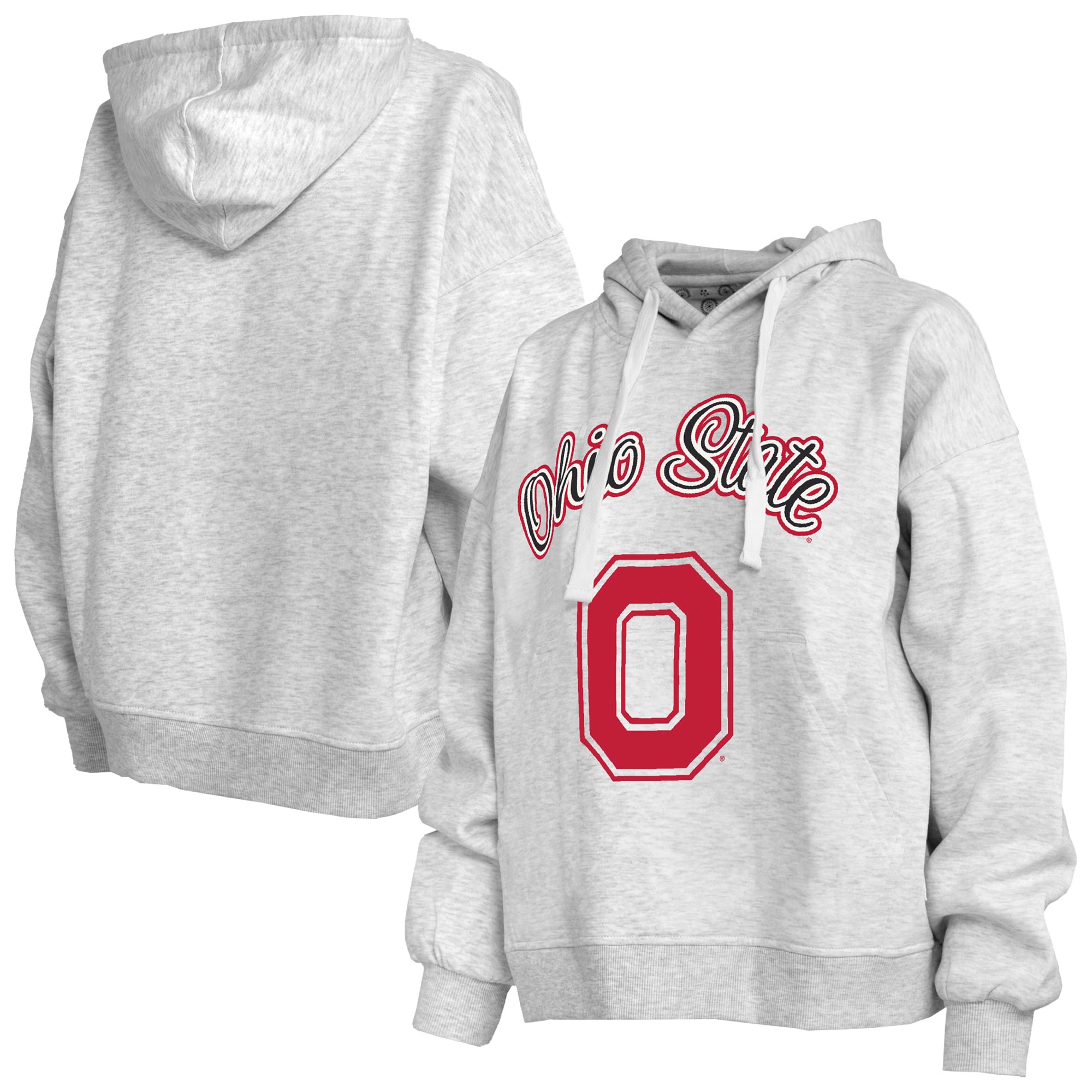 Sweat à capuche Janise gris chiné pour femme, imprimé Pressbox, Ohio State Buckeyes