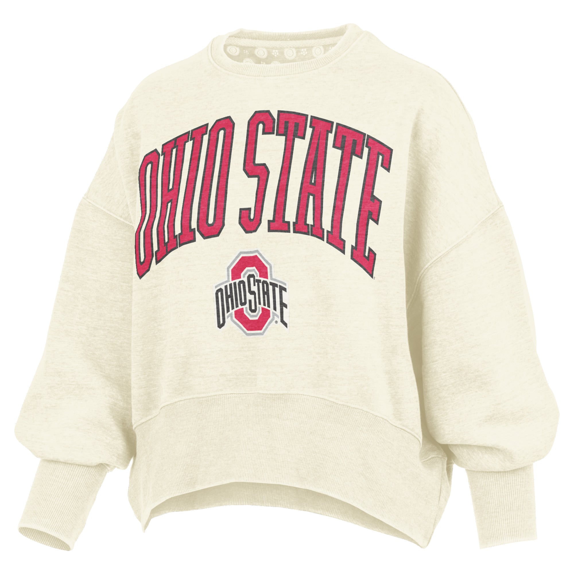 Sweat-shirt ras du cou surdimensionné pour femme, coupe Scarlet Ohio State Buckeyes