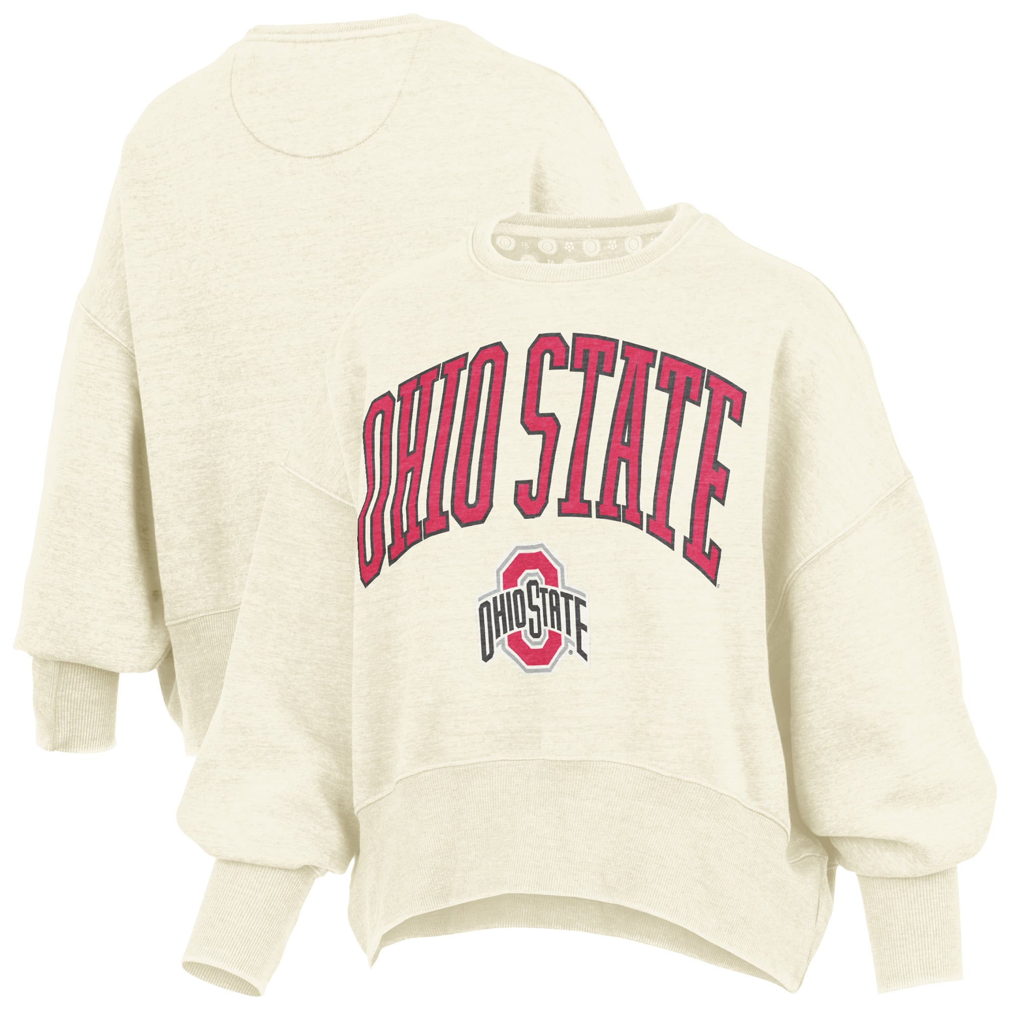 Sweat-shirt ras du cou surdimensionné pour femme, coupe Scarlet Ohio State Buckeyes