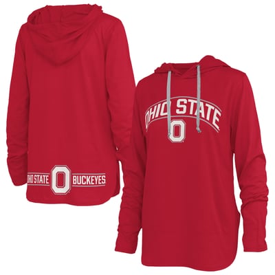 Ohio State Buckeyes Pressbox Women's Allie Long Sleeve Hooded T-Shirt - Scarlet
