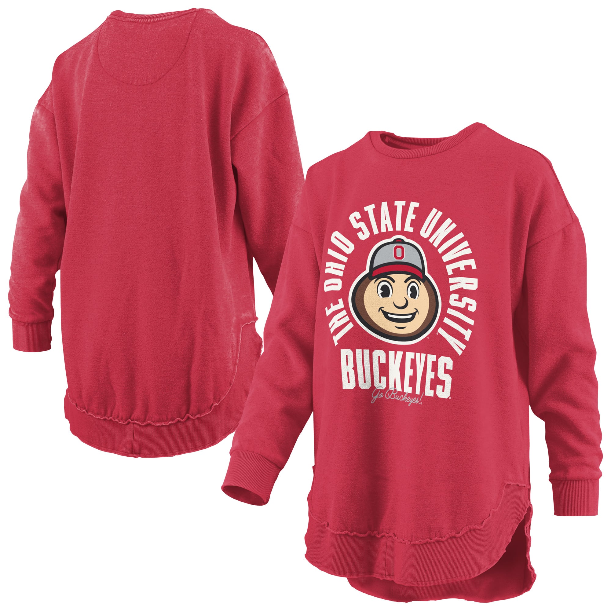 Sweat-shirt à col rond Pressbox Scarlet Ohio State Buckeyes Blitz pour femmes