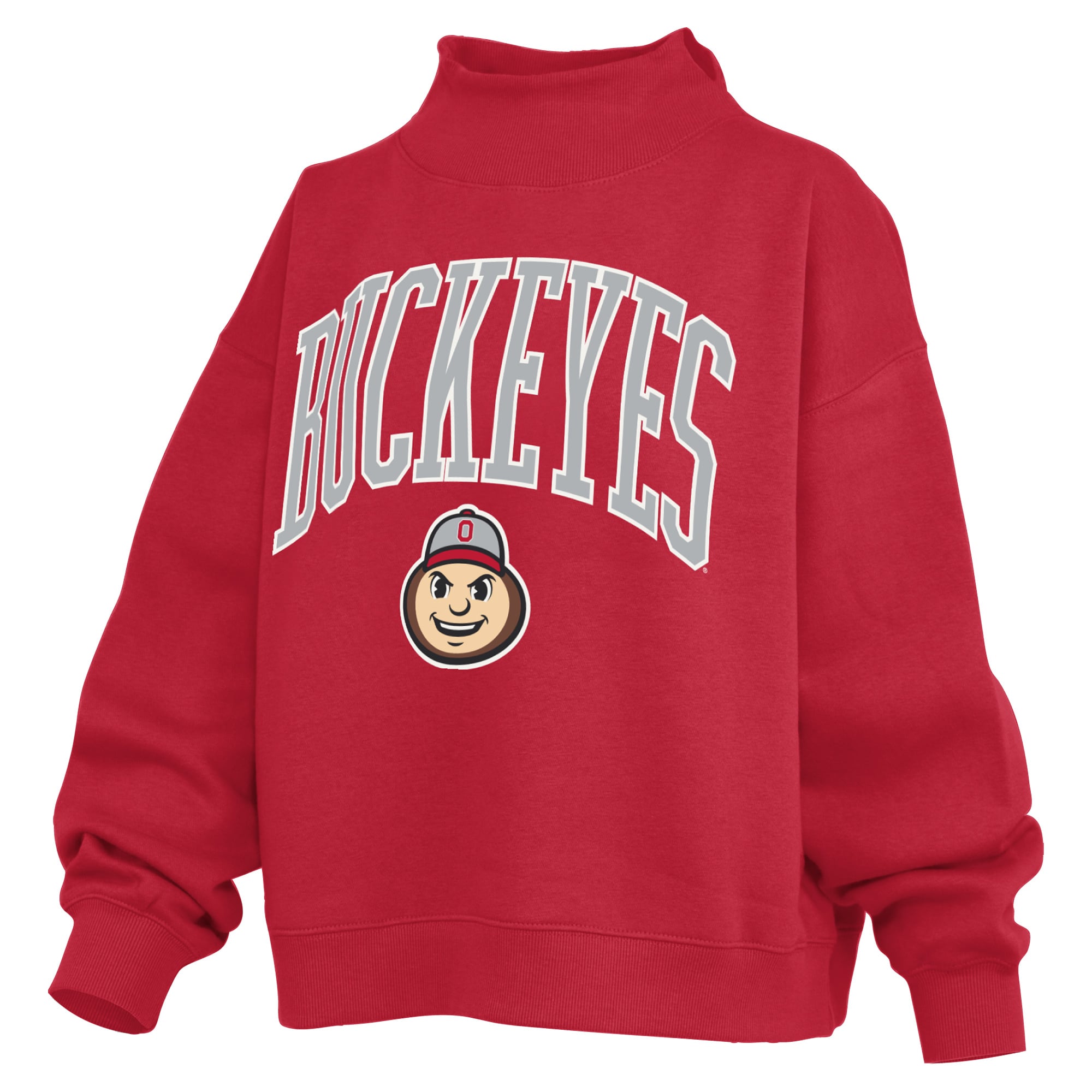 Sweat-shirt à col montant oversize en polaire avec slogan écarlate des Ohio State Buckeyes pour femmes (Pressbox Scarlet)