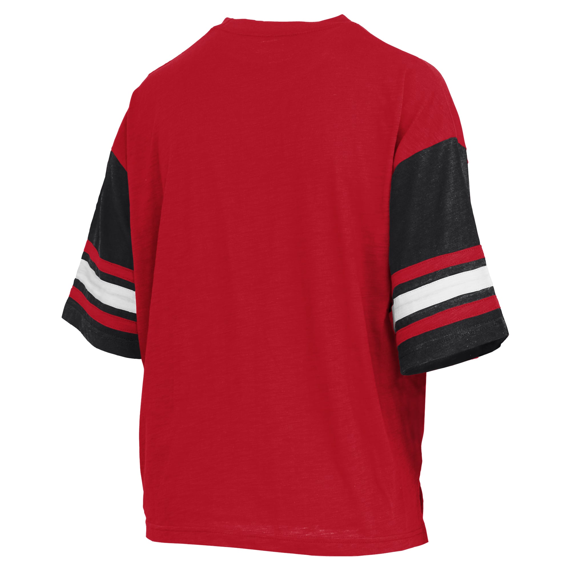 T-shirt à logo Pressbox Scarlet pour femmes, Ohio State Buckeyes, dimanche, colorblock.