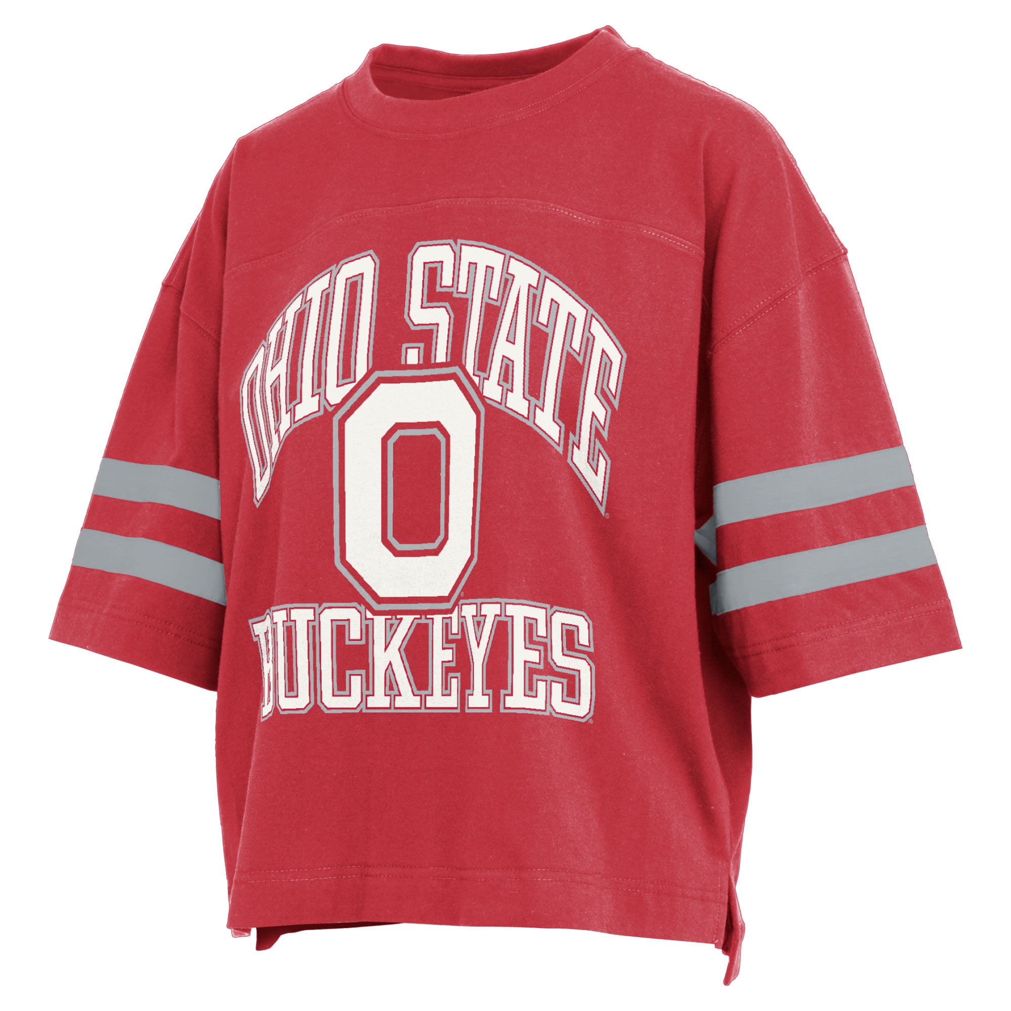 T-shirt court Pressbox Scarlet pour femmes, Ohio State Buckeyes, Wayne Tyler