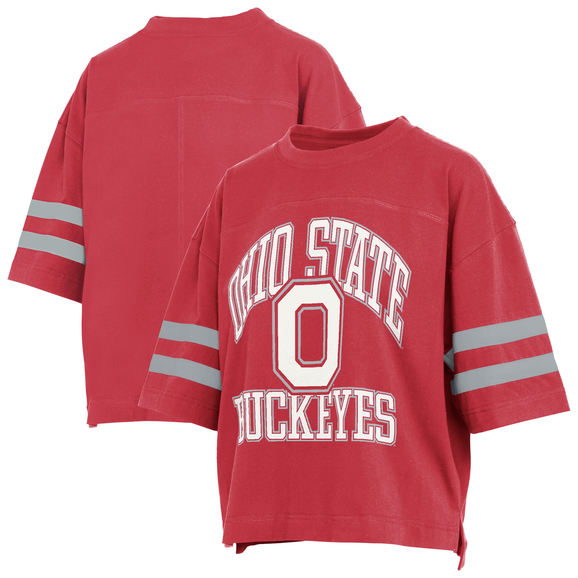 T-shirt court Pressbox Scarlet pour femmes, Ohio State Buckeyes, Wayne Tyler