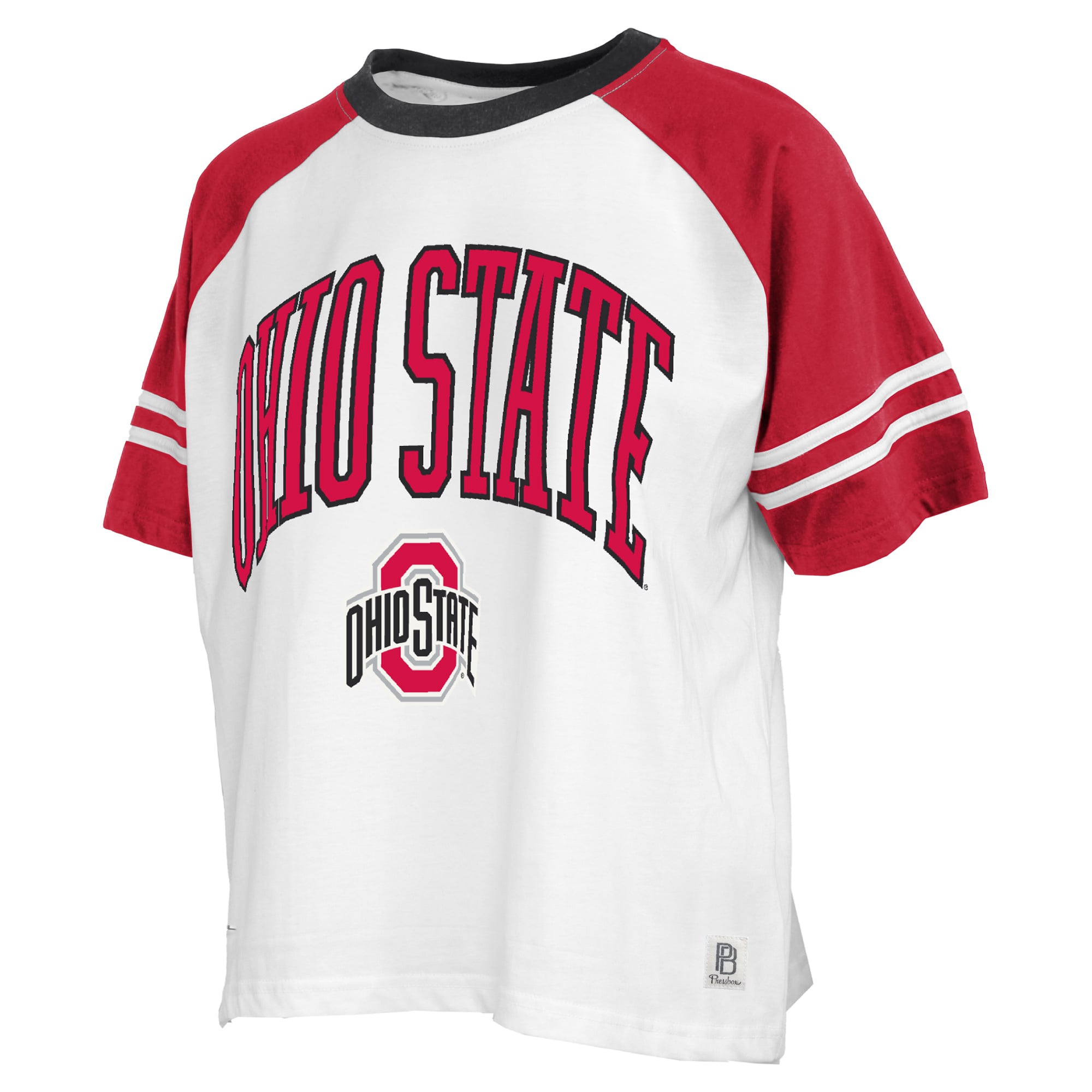 T-shirt Pressbox blanc pour femmes Ohio State Buckeyes Sky Colorblock